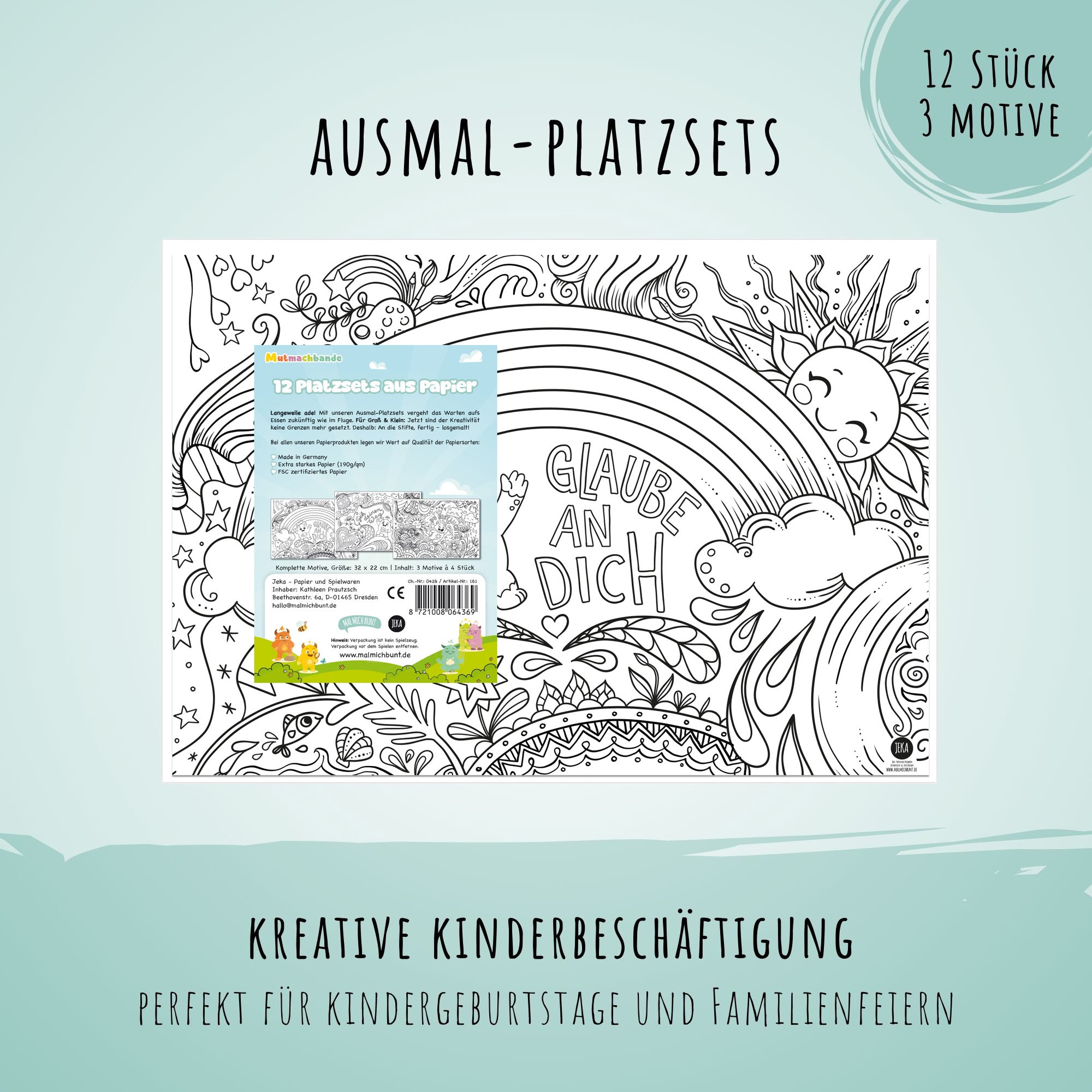 Mutmachbande - 12 Platzsets aus Papier zum Ausmalen
