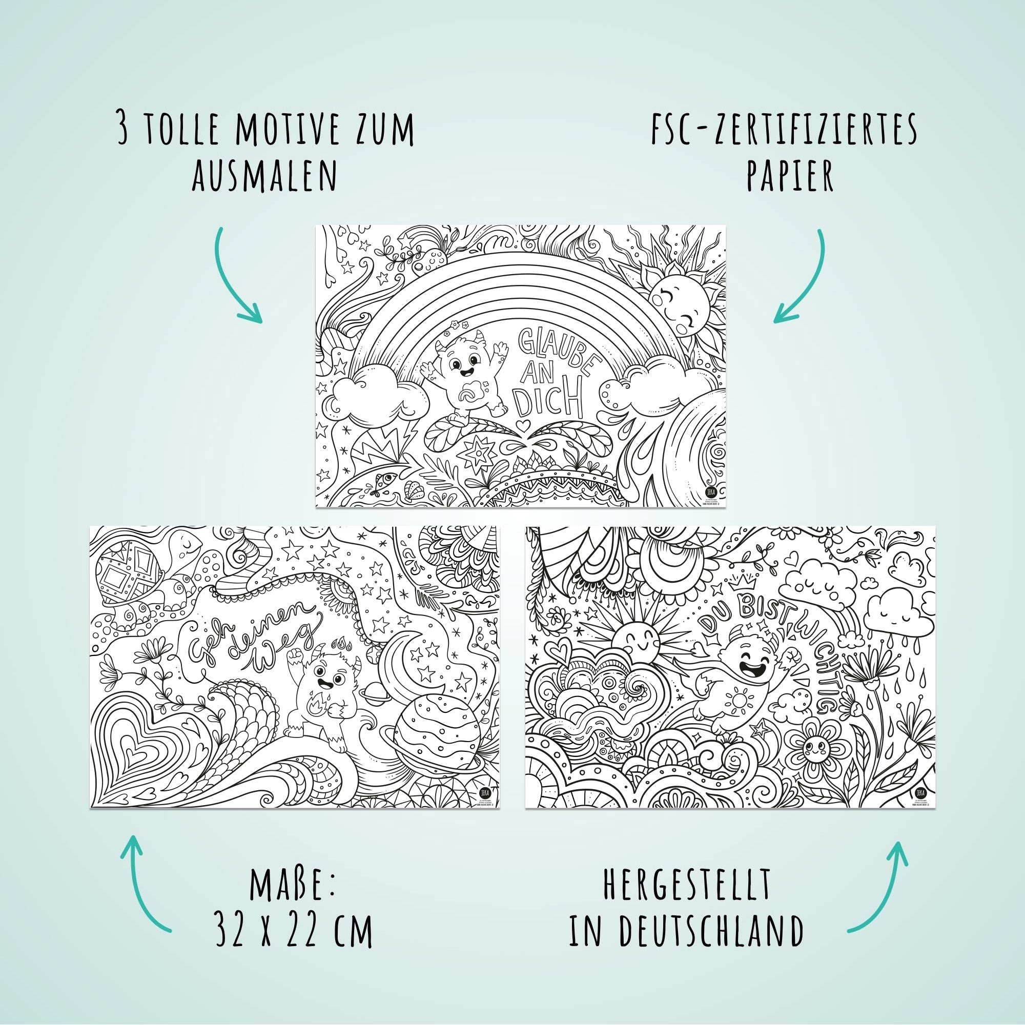 Mutmachbande - 12 Platzsets aus Papier zum Ausmalen