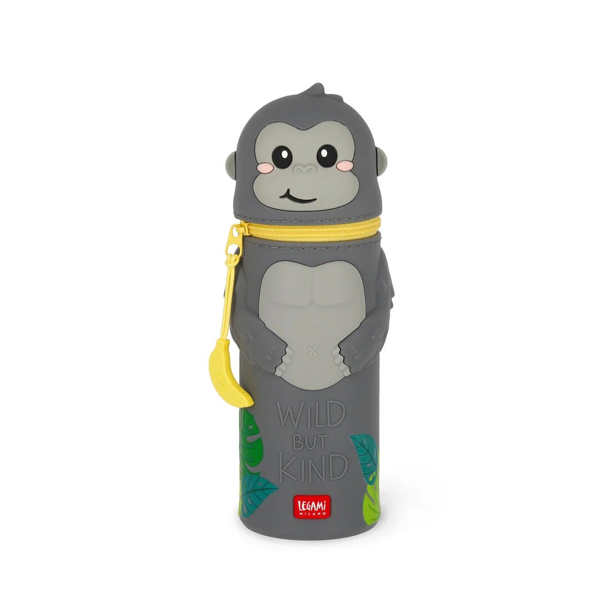 2-in-1-Federmäppchen aus Silikon Gorilla „Wild but Kind“ - Kawaii Legami - malmichbunt.de