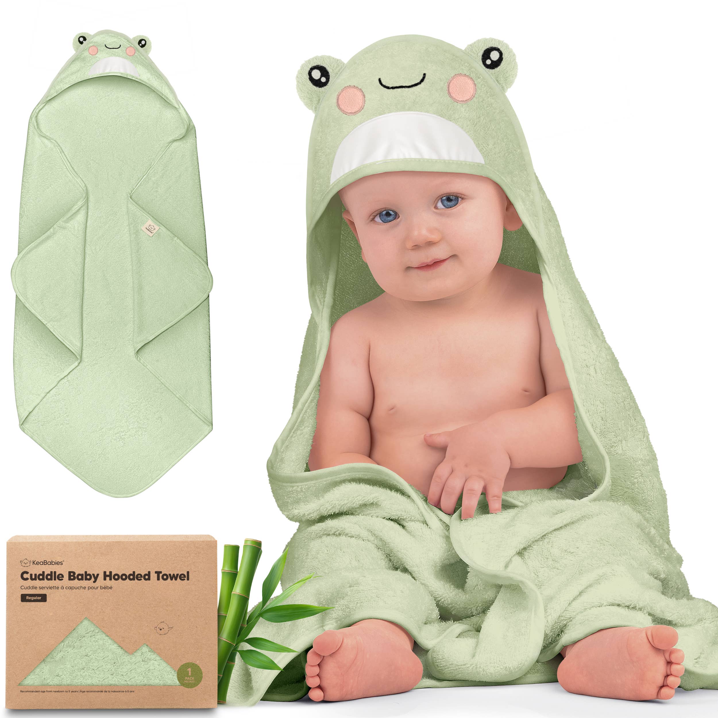 KeaBabies Kuschel-Baby Kapuzenhandtuch: Frosch