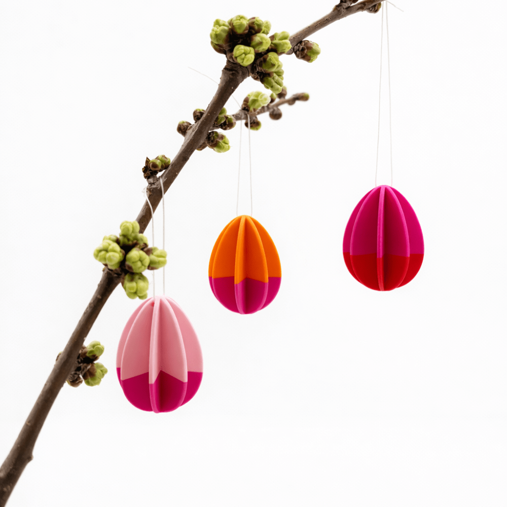 3 Ostereier zum Aufhängen - 3D Drucker - Pink Rosa Orange Jeka - malmichbunt.de