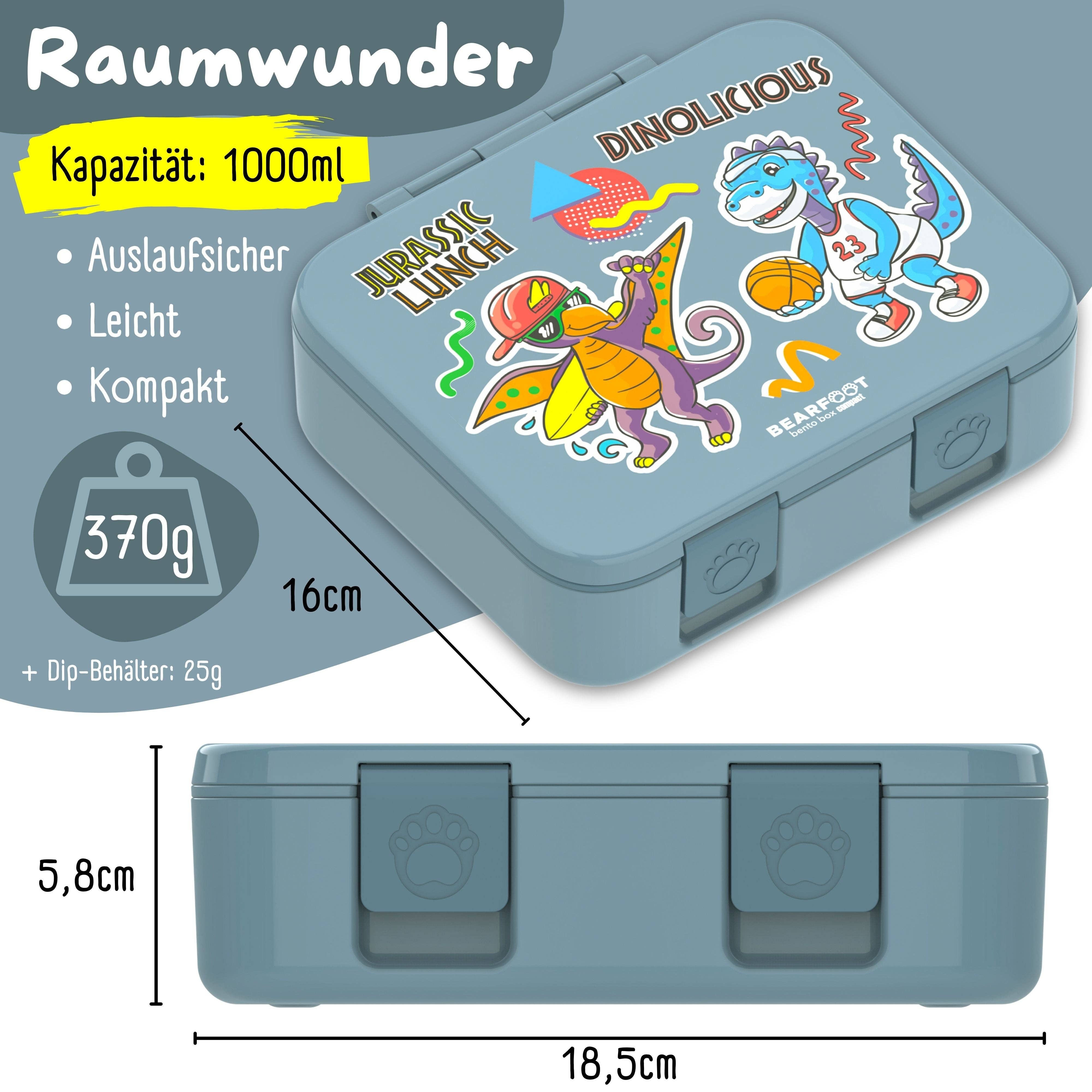Bearfoot Bentobox Compact - Dinos blau - 1.000ml