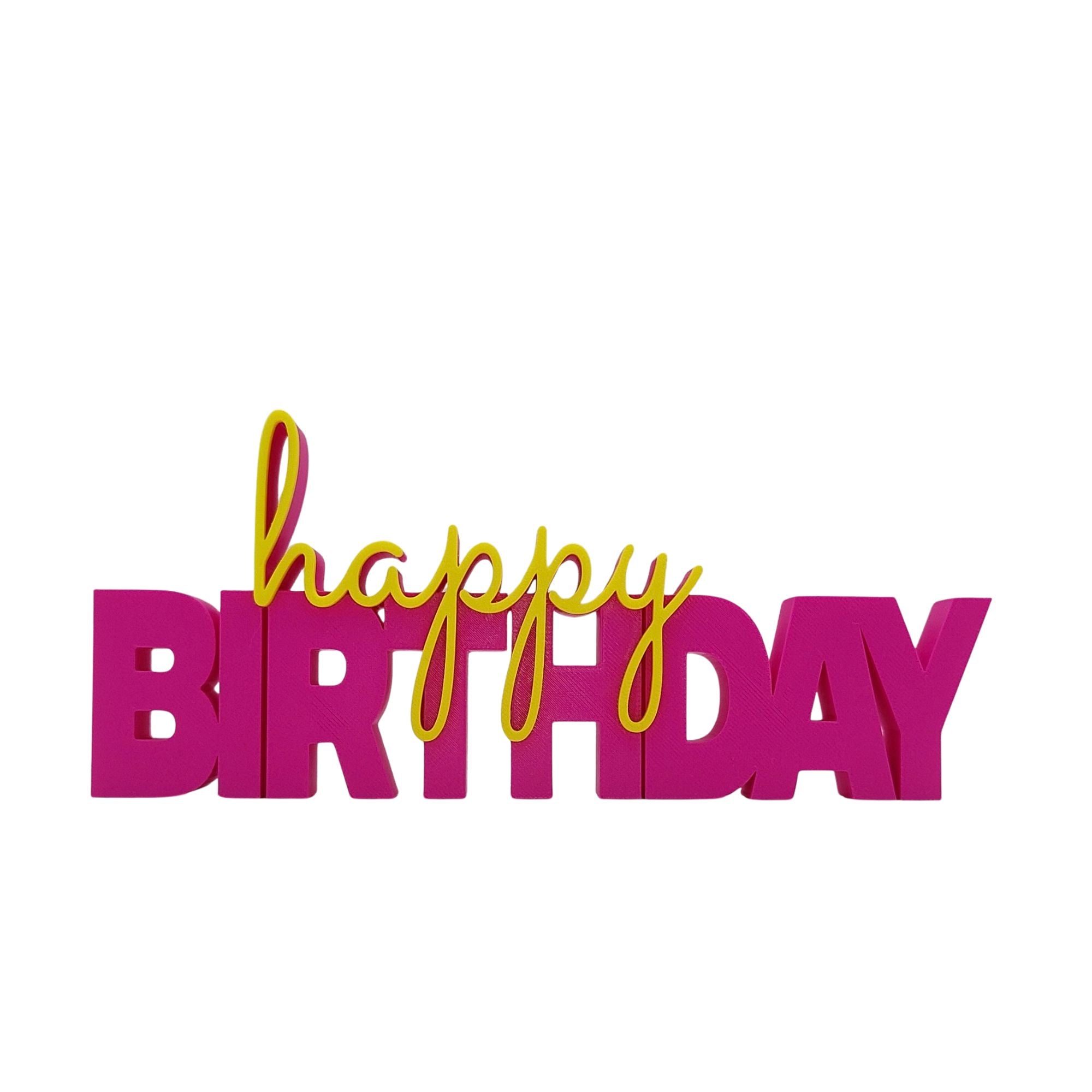 3D Drucker Schriftzug "Happy Birthday" Pink-Gelb