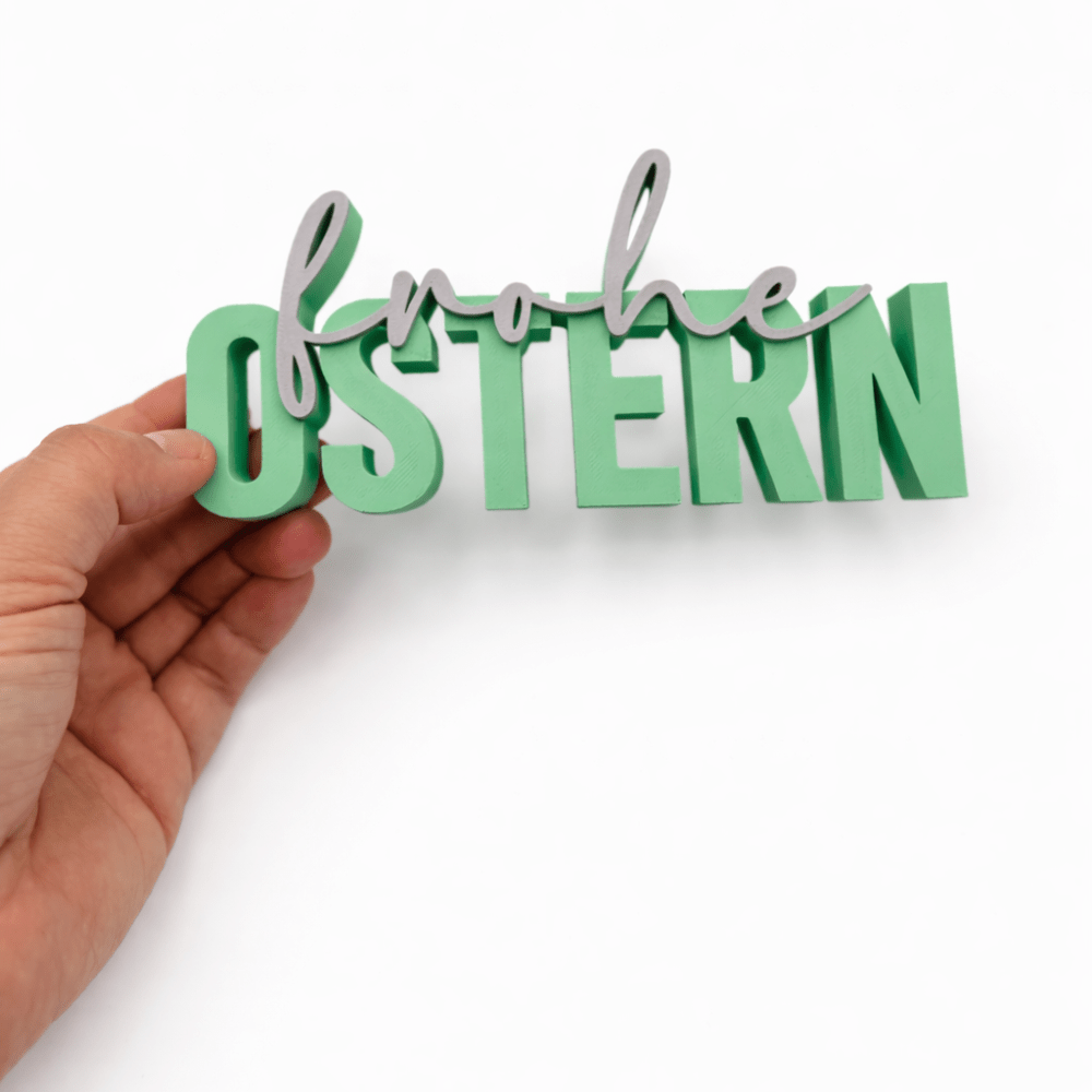 3D Drucker Schriftzug „Frohe Ostern" Mint - Grau Jeka - malmichbunt.de