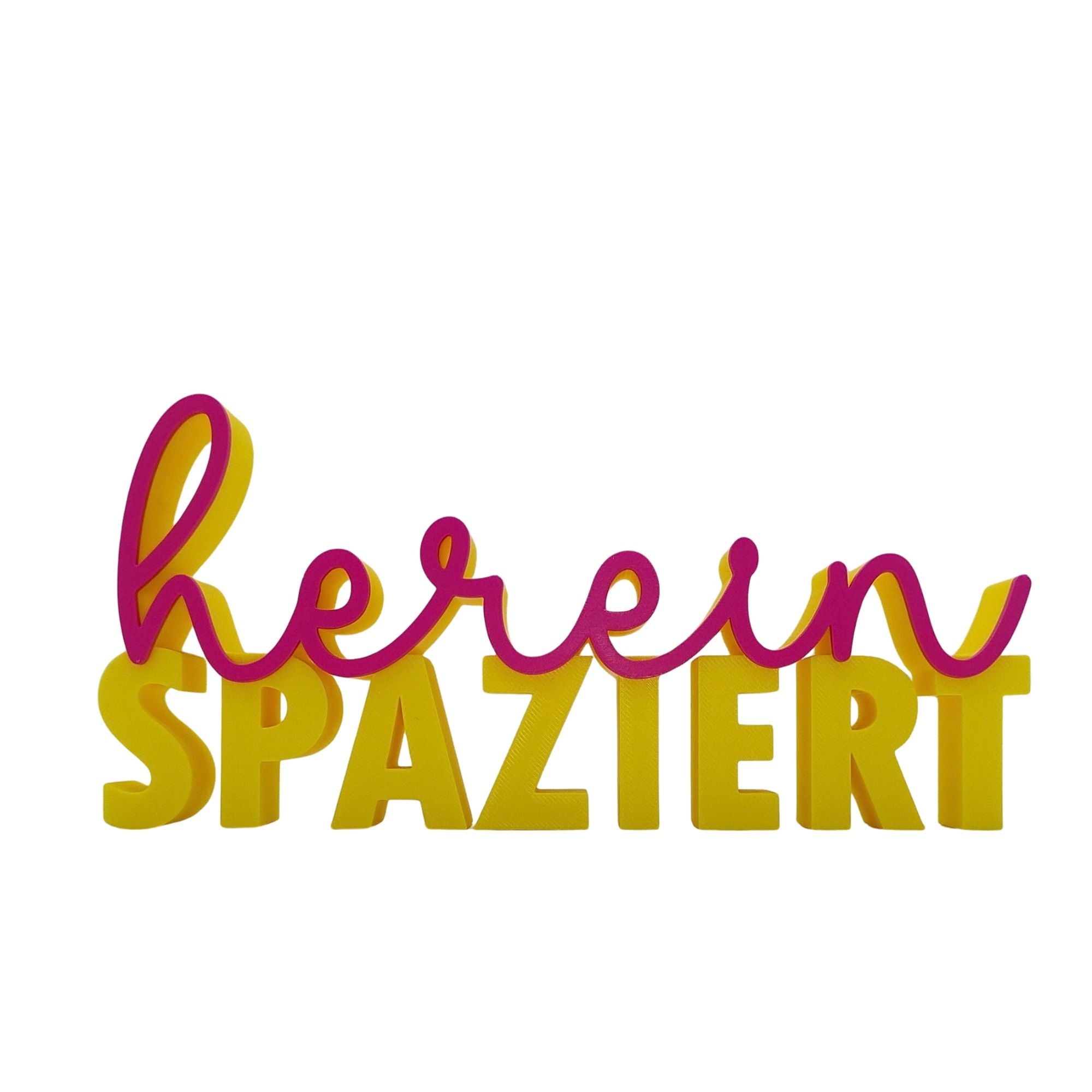 3D Drucker Schriftzug "Hereinspaziert" Gelb-Pink Jeka - malmichbunt.de
