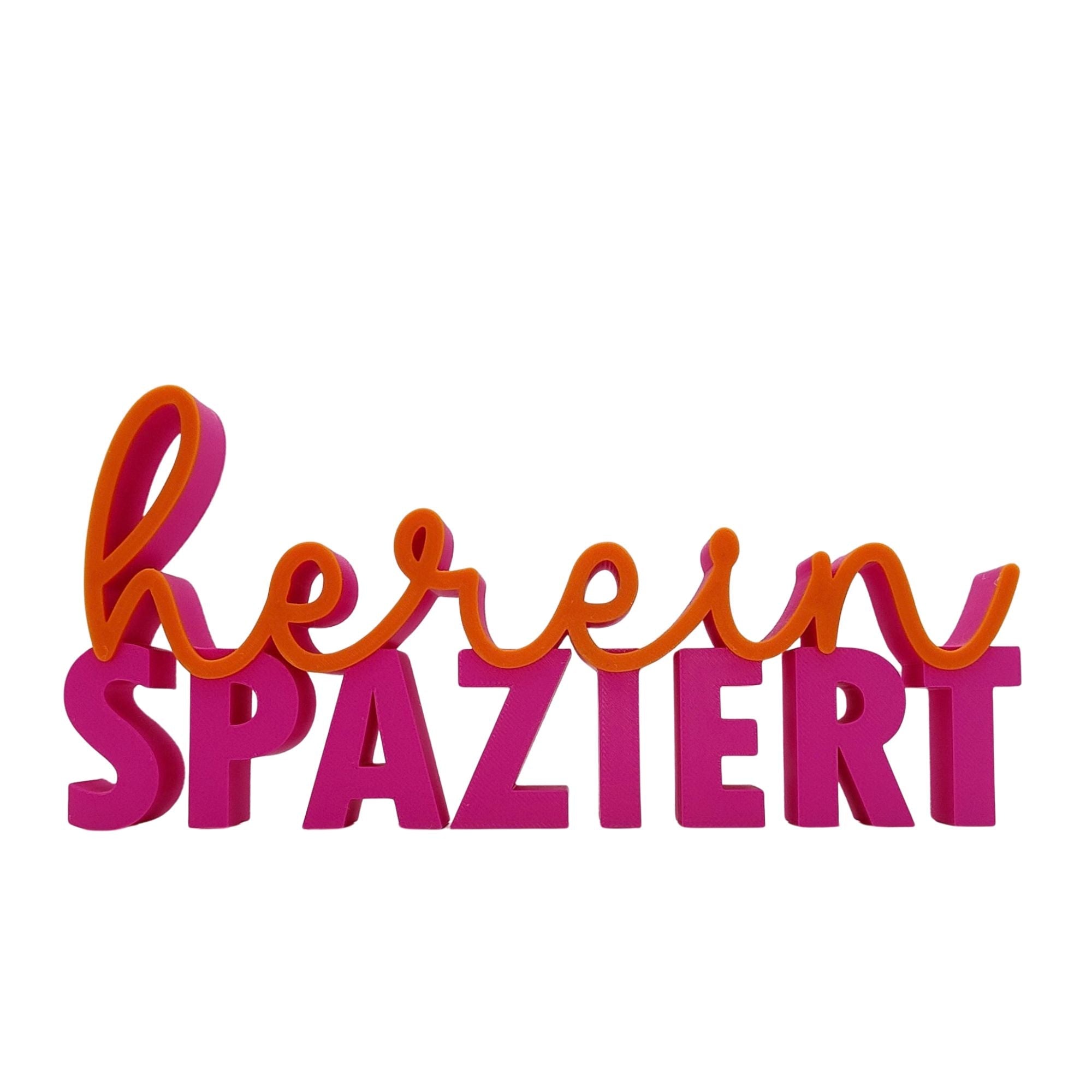 3D Drucker Schriftzug "Hereinspaziert" Pink-Orange Jeka - malmichbunt.de