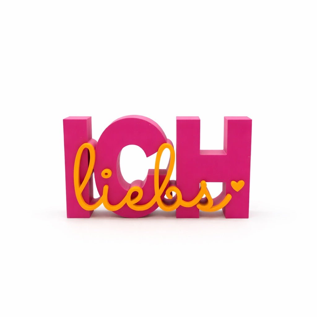 3D Drucker Schriftzug „Ich liebs“ – Pink - Orange Jeka - malmichbunt.de