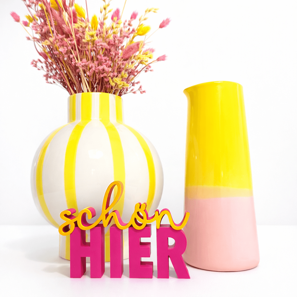 3D - Drucker Schriftzug „schön hier“ – Pink - Gelb Jeka - malmichbunt.de