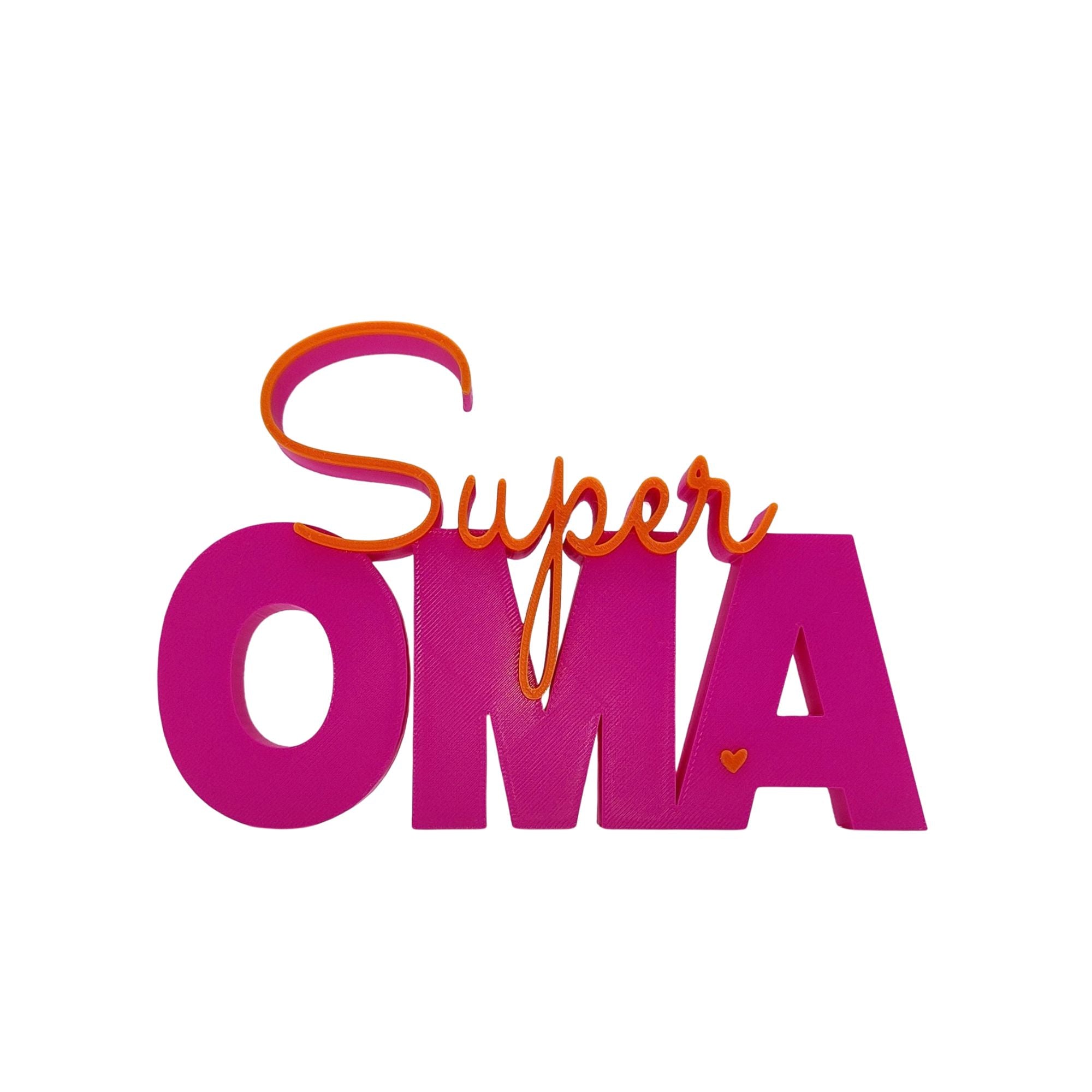 3D Drucker Schriftzug "Super Oma" Pink-Orange