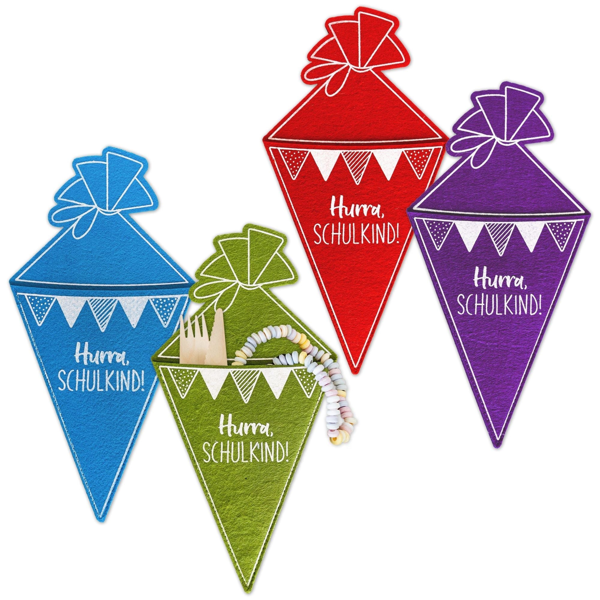 4 Filz - Schultüten – Bunt Papierdrachen - malmichbunt.de