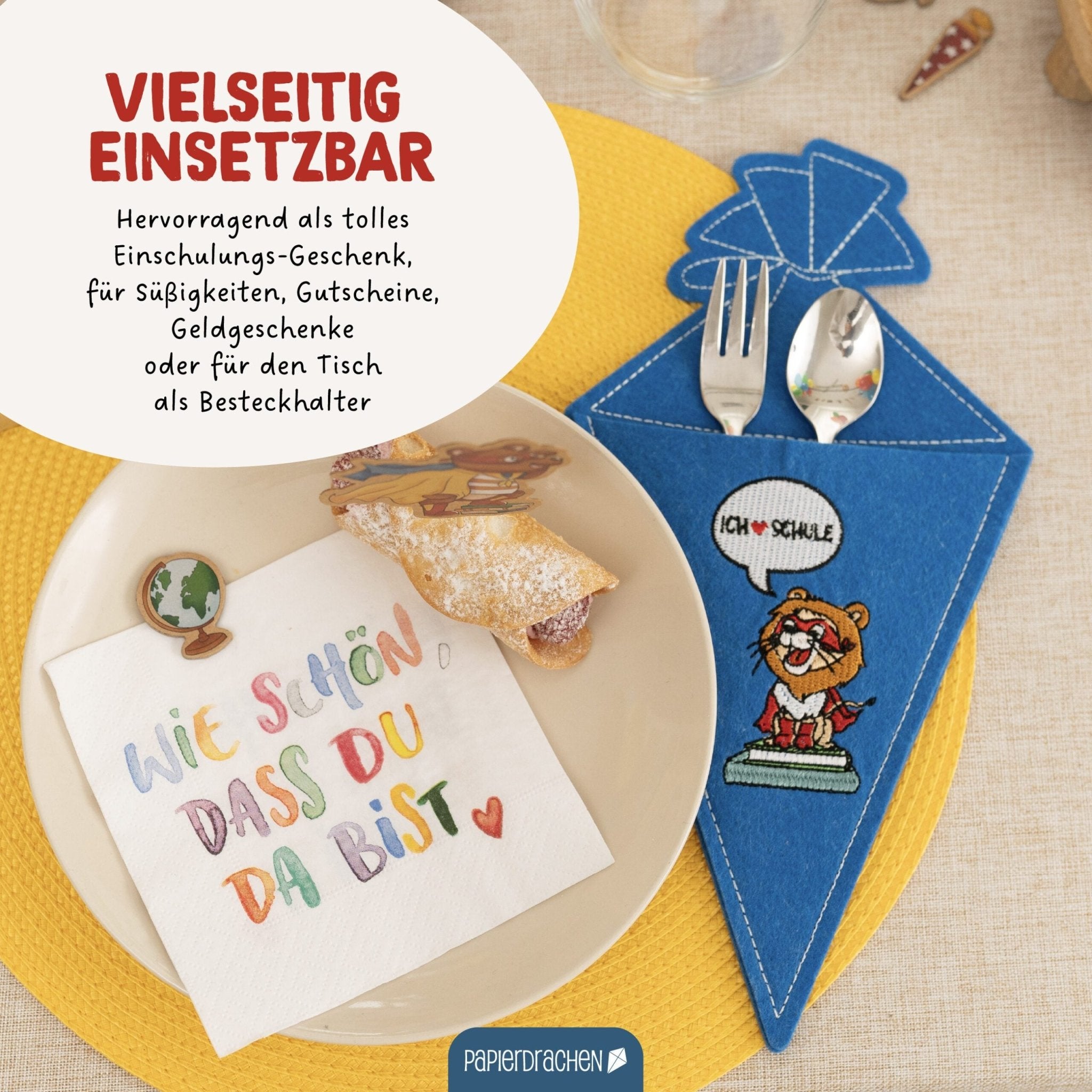 4 Filz - Taschen zur Einschulung Papierdrachen - malmichbunt.de