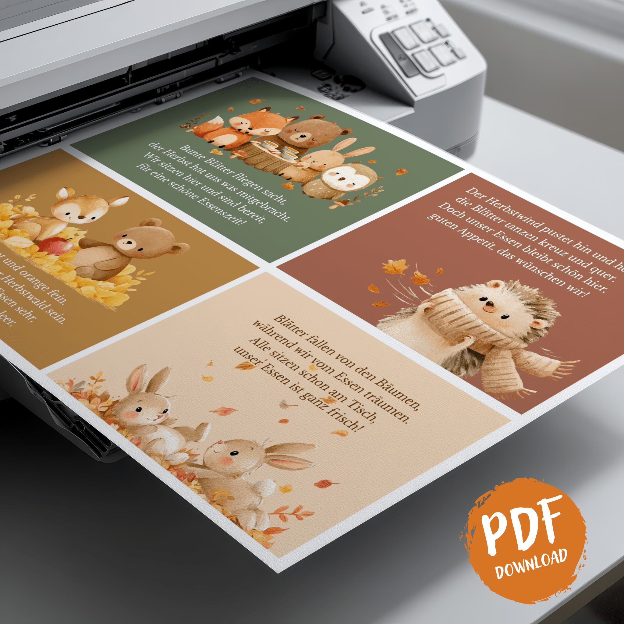 40 Tischsprüche für Kinder – Herbst - PDF zum Ausdrucken Jeka - malmichbunt.de