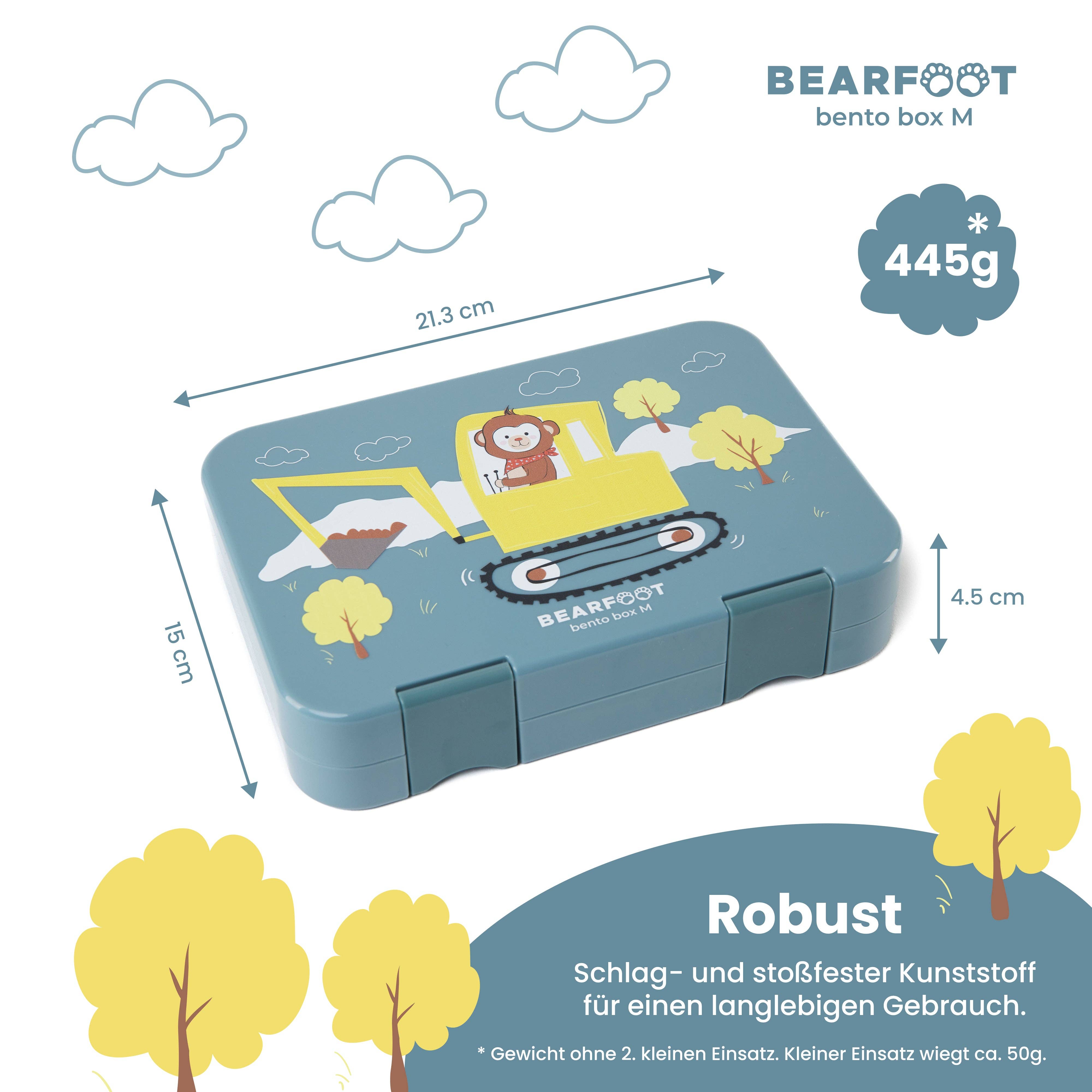 Brotdose Kinder mit Fächern, Lunchbox, Bento box - Bagger