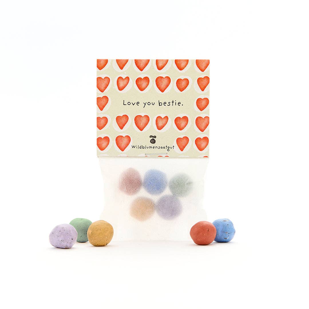 5 Blumenmurmeln im Tütchen "Love You Bestie" TDJ Stadtgärtner GmbH - malmichbunt.de