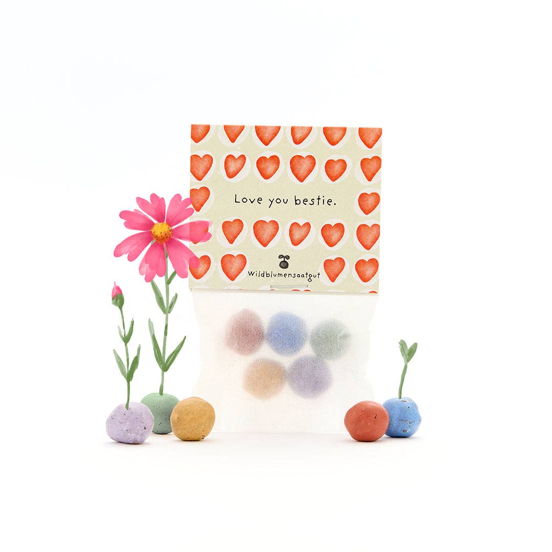 5 Blumenmurmeln im Tütchen "Love You Bestie" TDJ Stadtgärtner GmbH - malmichbunt.de