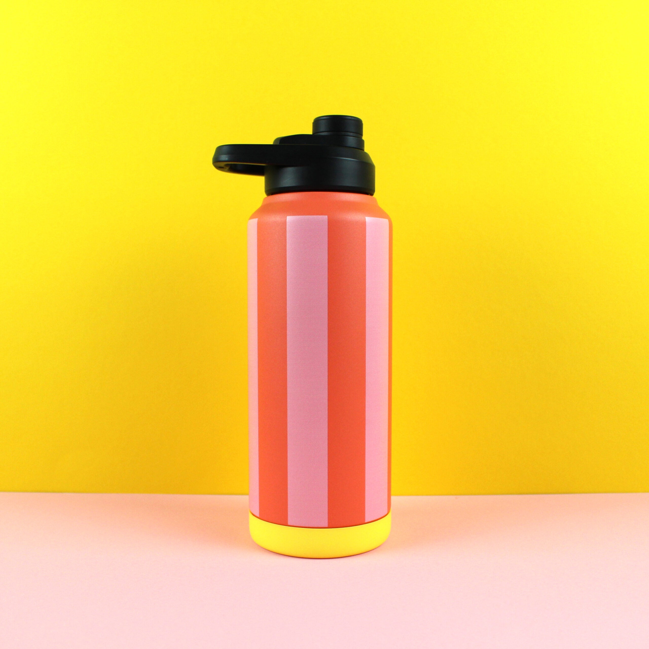 Trinkflasche Stripes, feuerrot/rosa/gelb, 1000ml