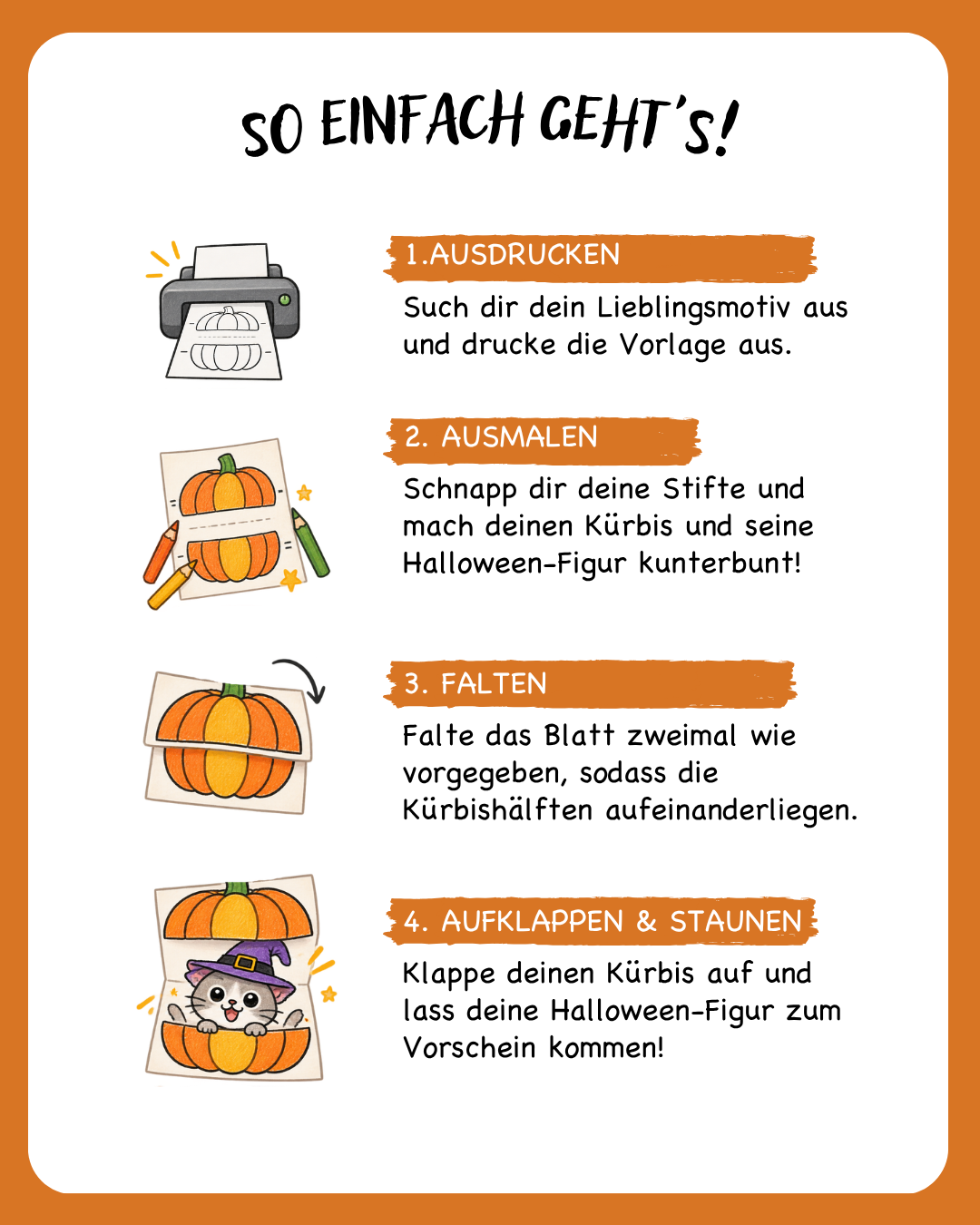 Halloween Überraschungskürbis zum Ausmalen I PDF