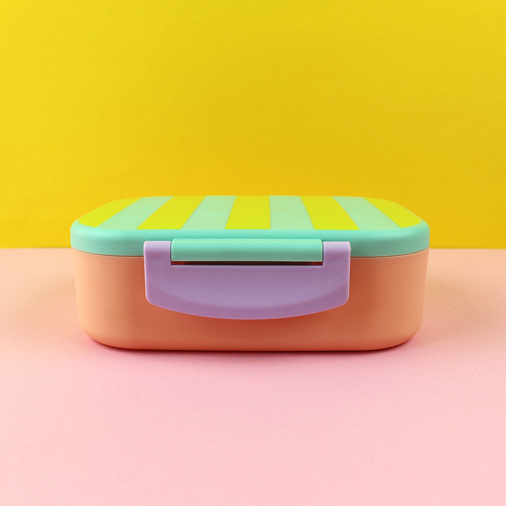 Brotdose/Lunchbox – mint/gelb/apricot im Geschenkkarton