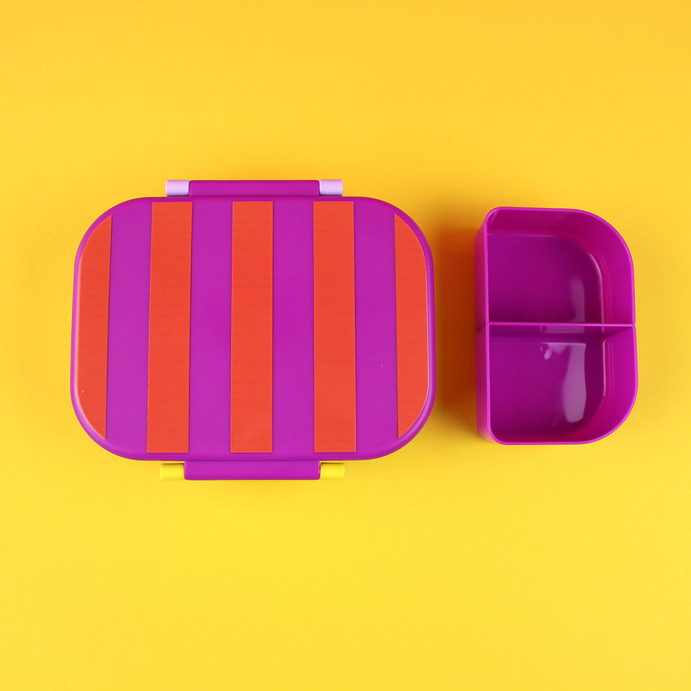 Brotdose/Lunchbox ,- violett/rot-flieder im Geschenkkarton