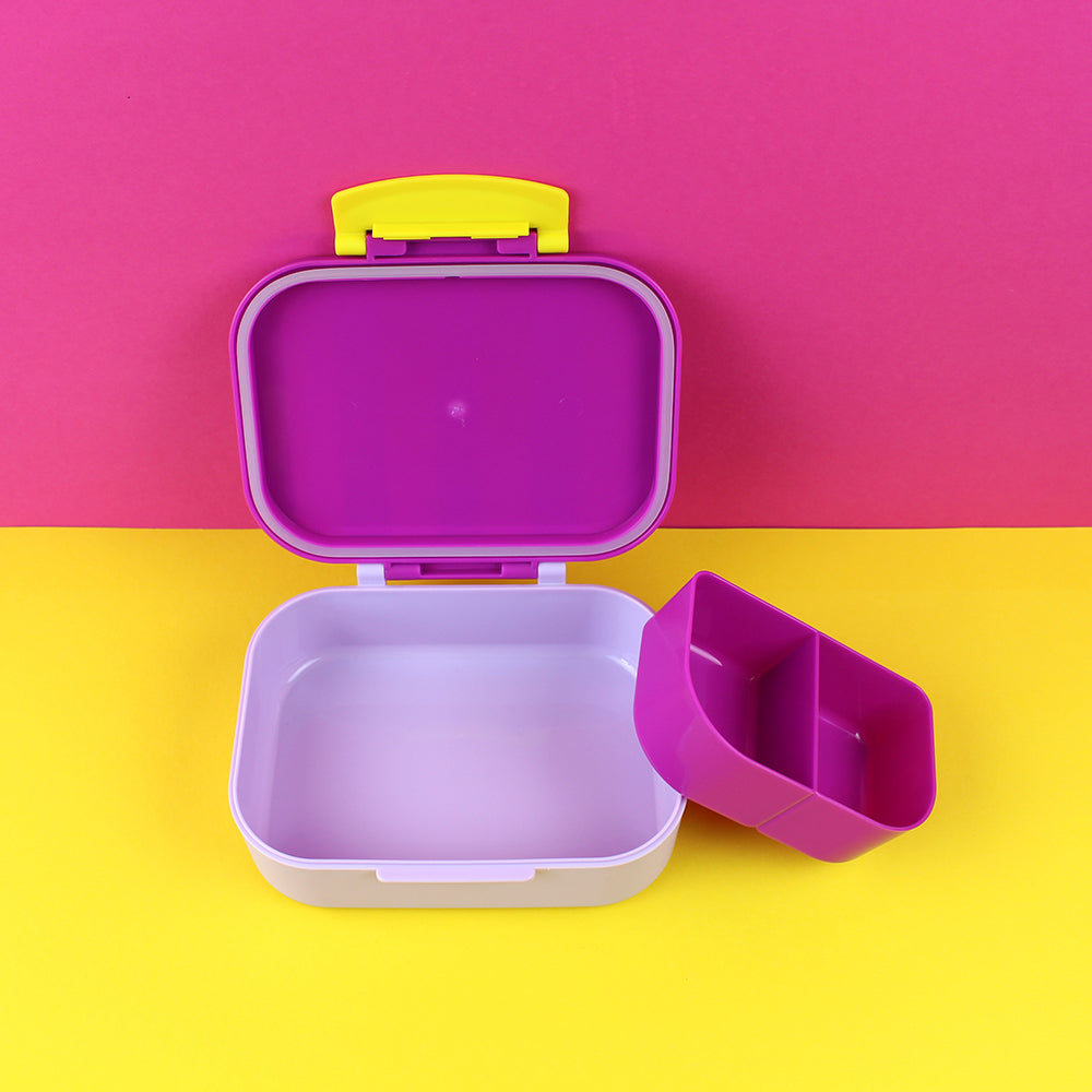 Brotdose/Lunchbox ,- violett/rot-flieder im Geschenkkarton