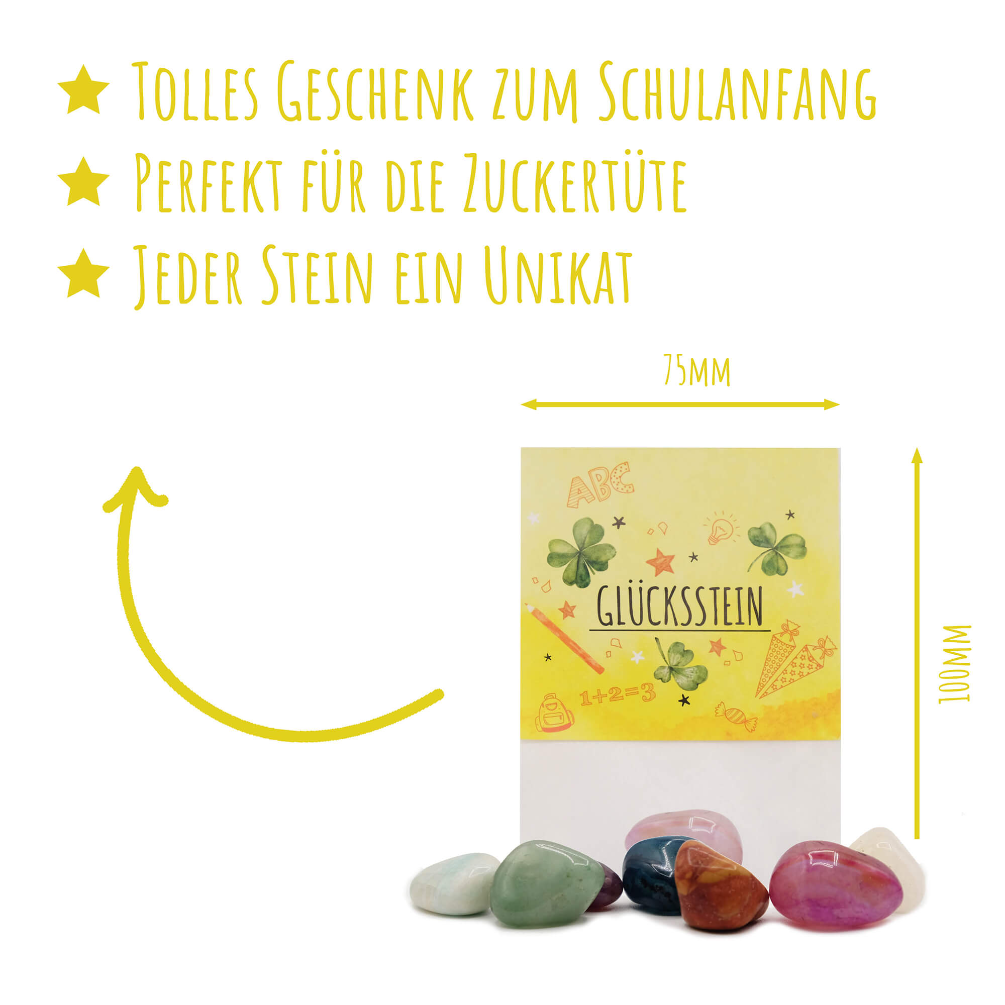 8 Glückssteine für Schulanfang als Glückbringer Jeka - malmichbunt.de