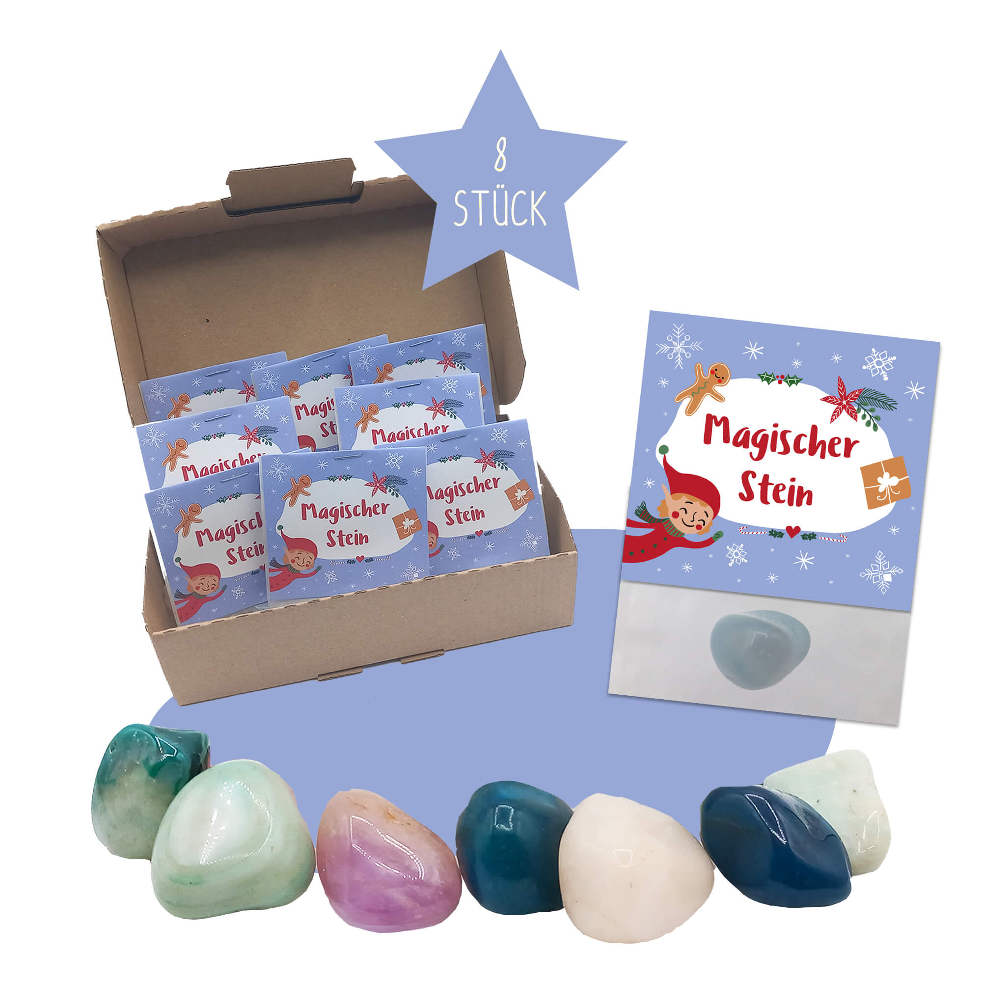 8er Set Glückssteine Weihnachten (Elf) Jeka - malmichbunt.de