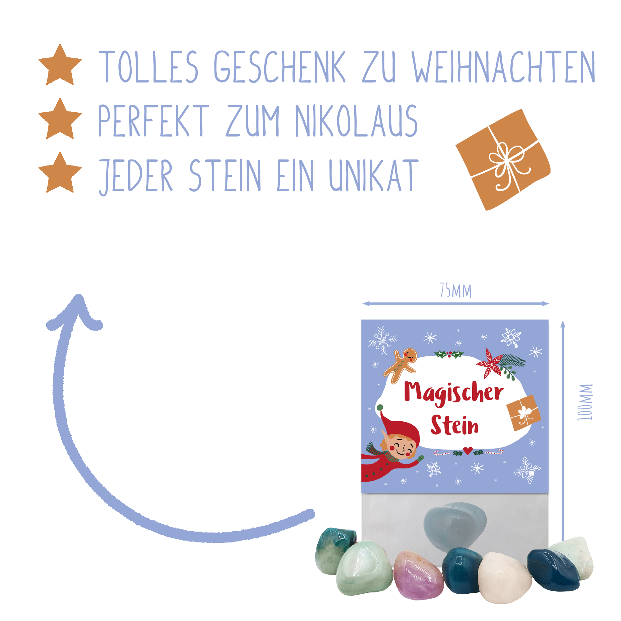 8er Set Glückssteine Weihnachten (Elf) Jeka - malmichbunt.de