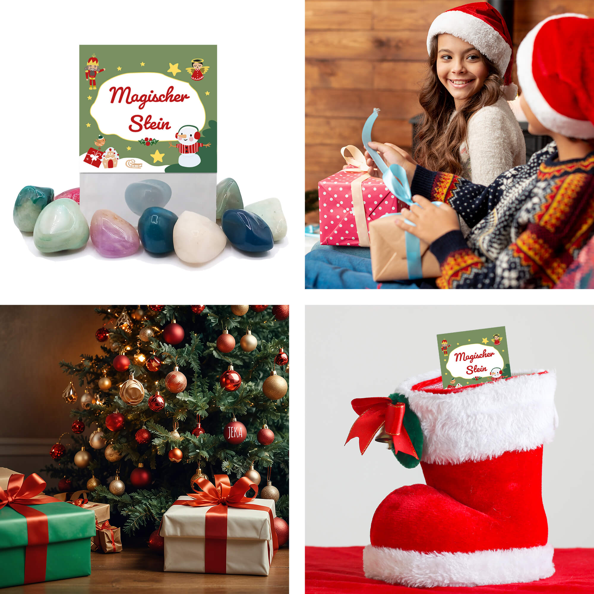 8er Set Glückssteine Weihnachten (Grün) Jeka - malmichbunt.de