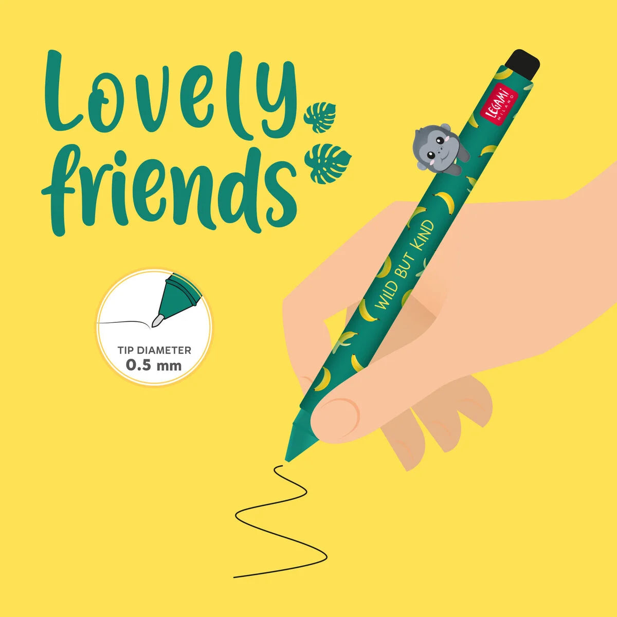 Lovely Friends Stift mit Deko-Tierchen Gorilla „Wild but Kind“