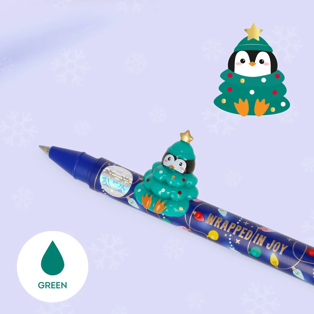 Set aus 2 Gelstiften mit Deko‑Tierchen – Jingle All the Way