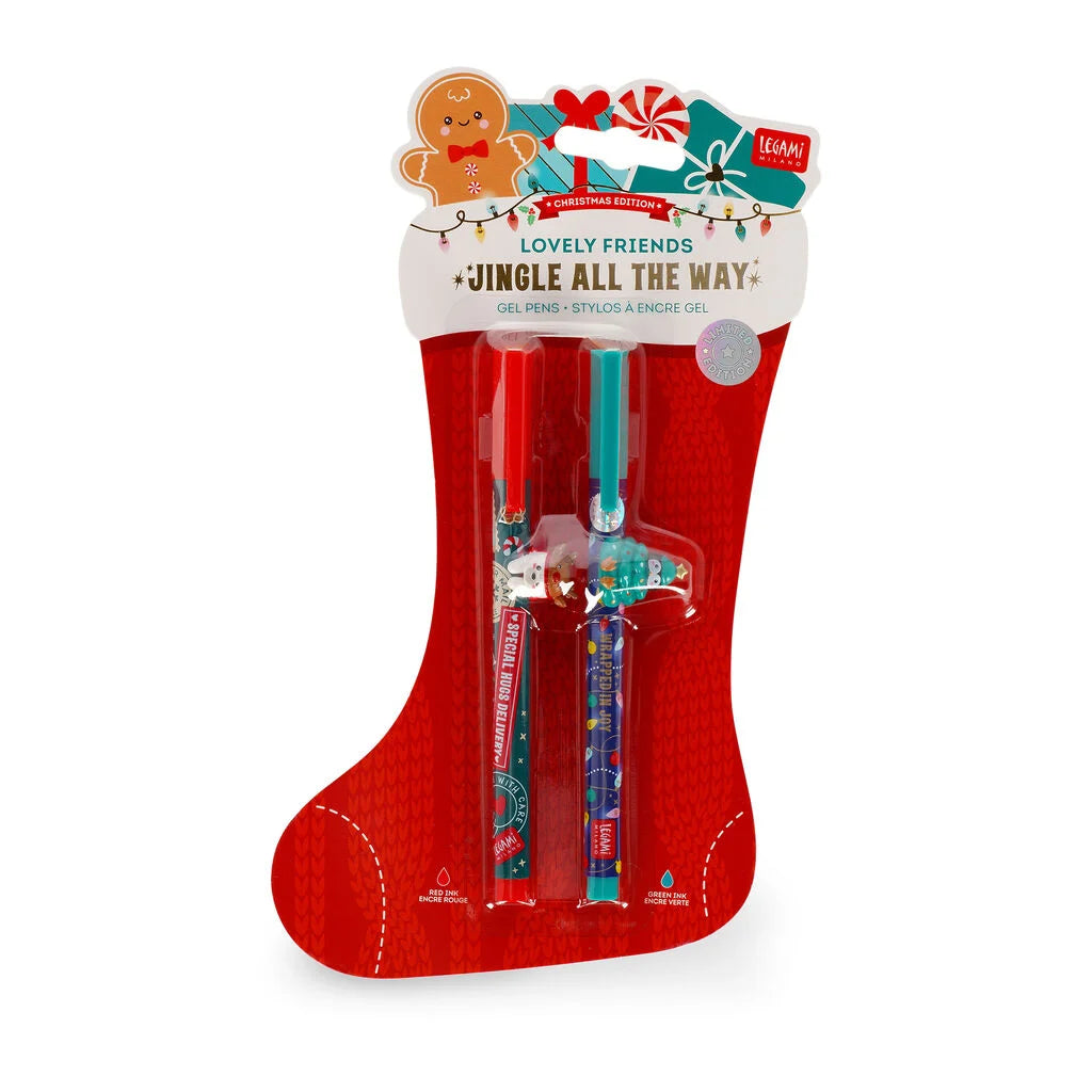 Set aus 2 Gelstiften mit Deko‑Tierchen – Jingle All the Way