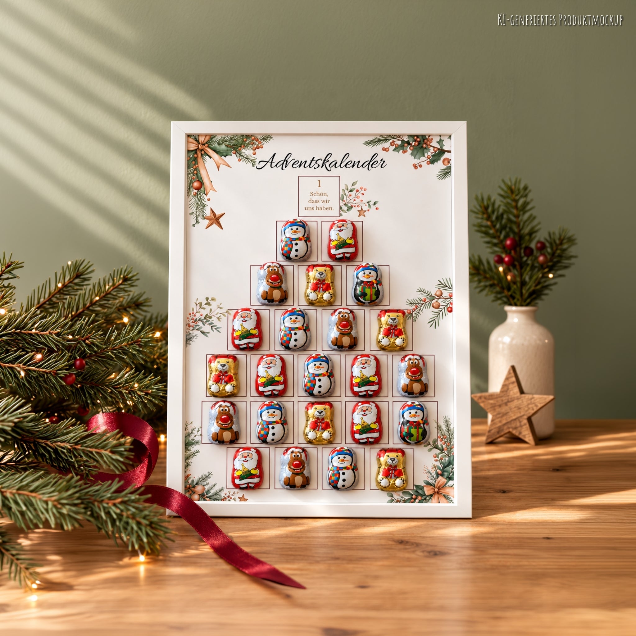 DIY Adventskalender im Bilderrahmen, 3 DIN-A4-Vorlagen für deine beste Freundin - PDF