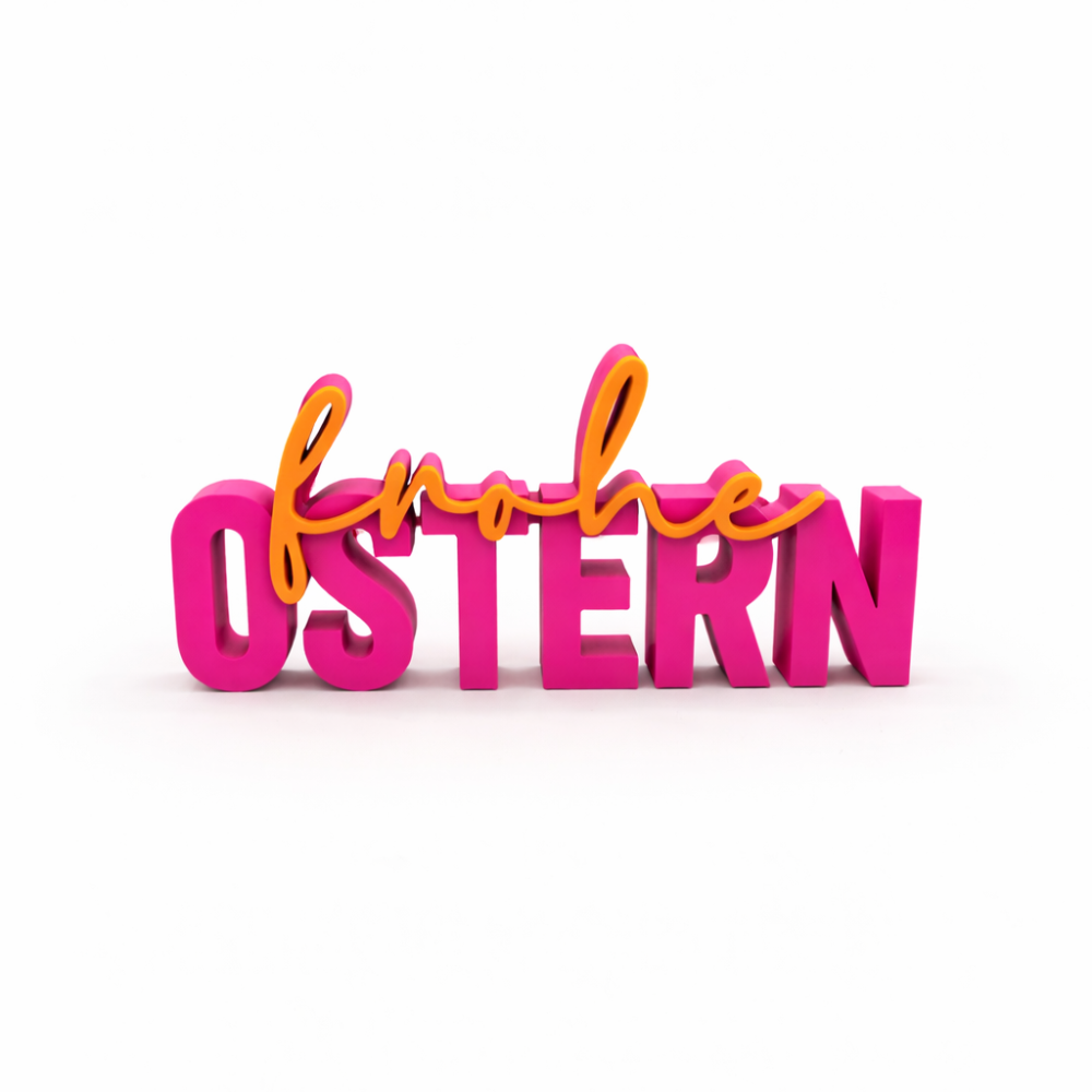 3D Drucker Schriftzug „Frohe Ostern" Pink-Orange