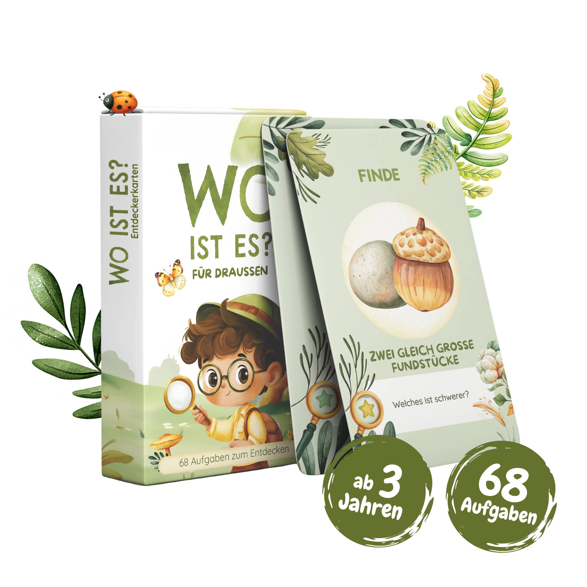 WO IST ES? – Entdeckerkarten für Kinder | Outdoor-Suchspiel mit 68 Aufgaben