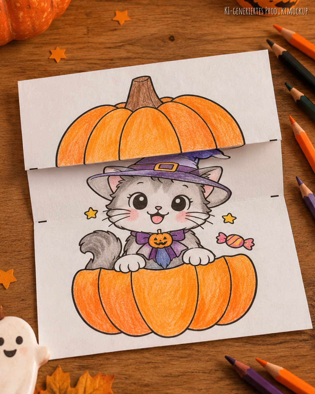 Halloween Überraschungskürbis zum Ausmalen I PDF