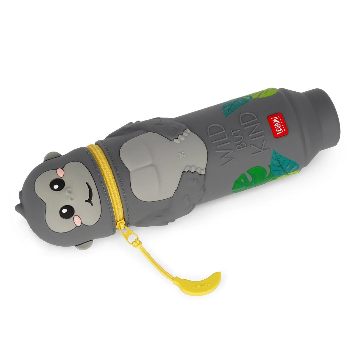 2-in-1-Federmäppchen aus Silikon Gorilla „Wild but Kind“ - Kawaii