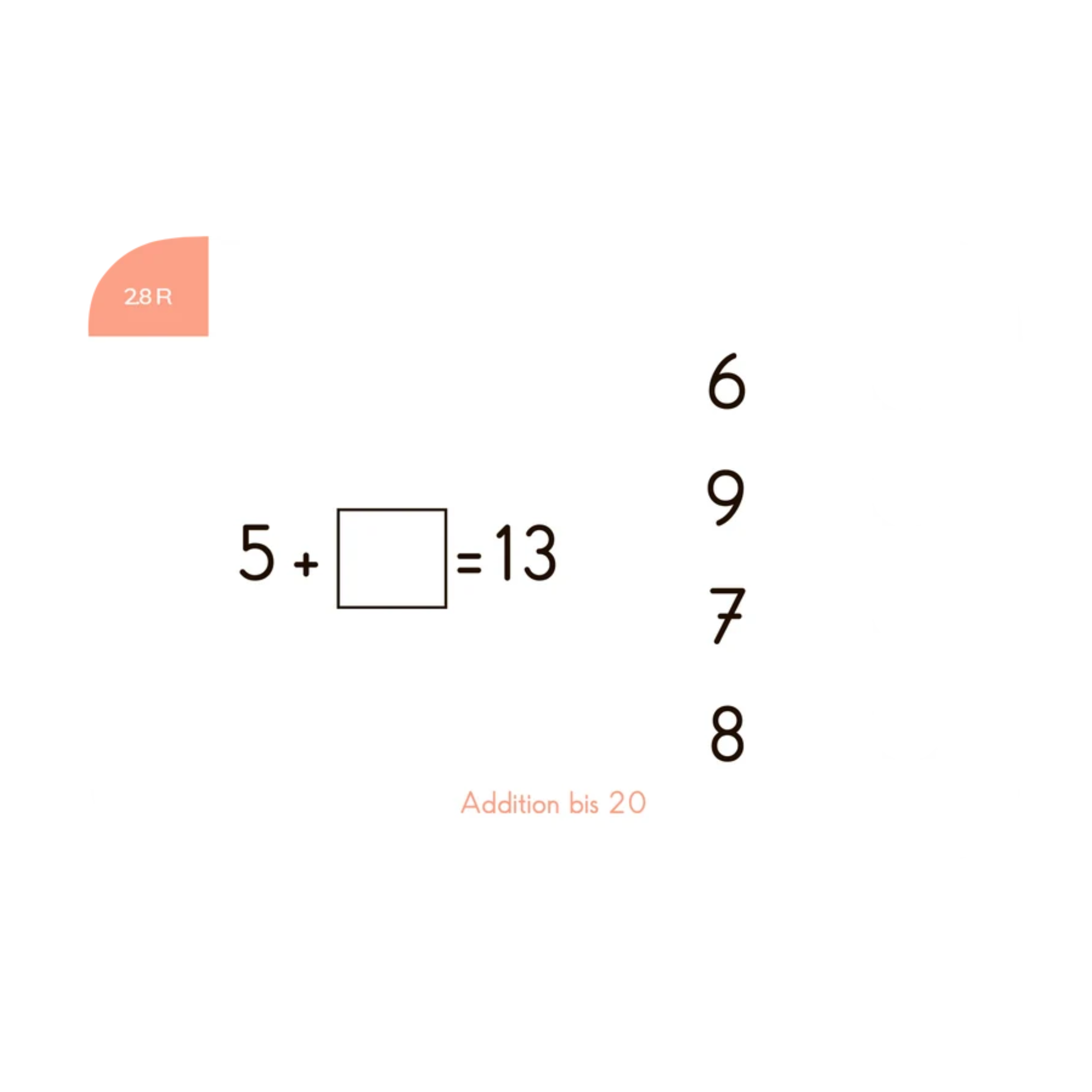 Addition bis 20 - Übungen für den Lochkasten