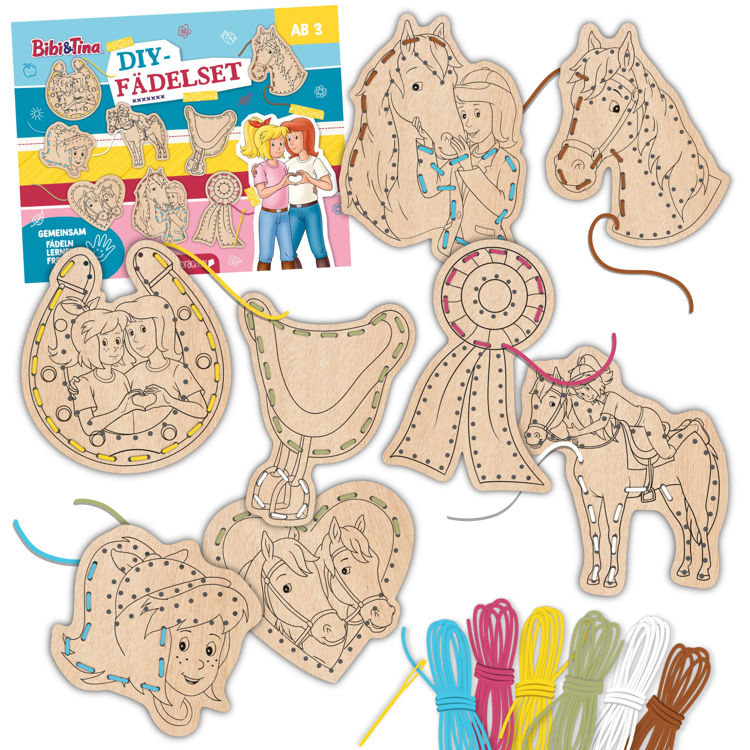 Papierdrachen DIY Fädelset aus Holz - Bibi und Tina
