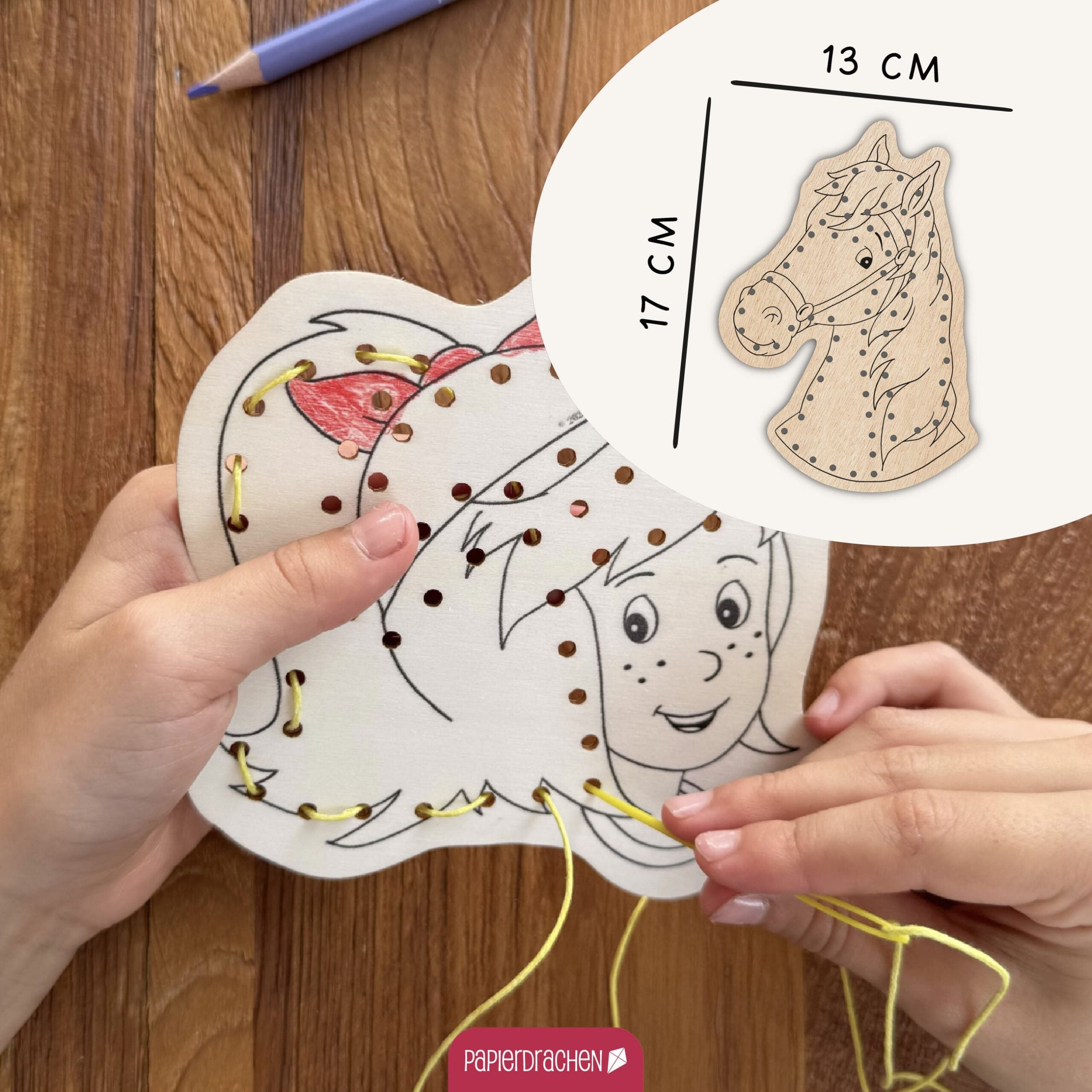 Papierdrachen DIY Fädelset aus Holz - Bibi und Tina