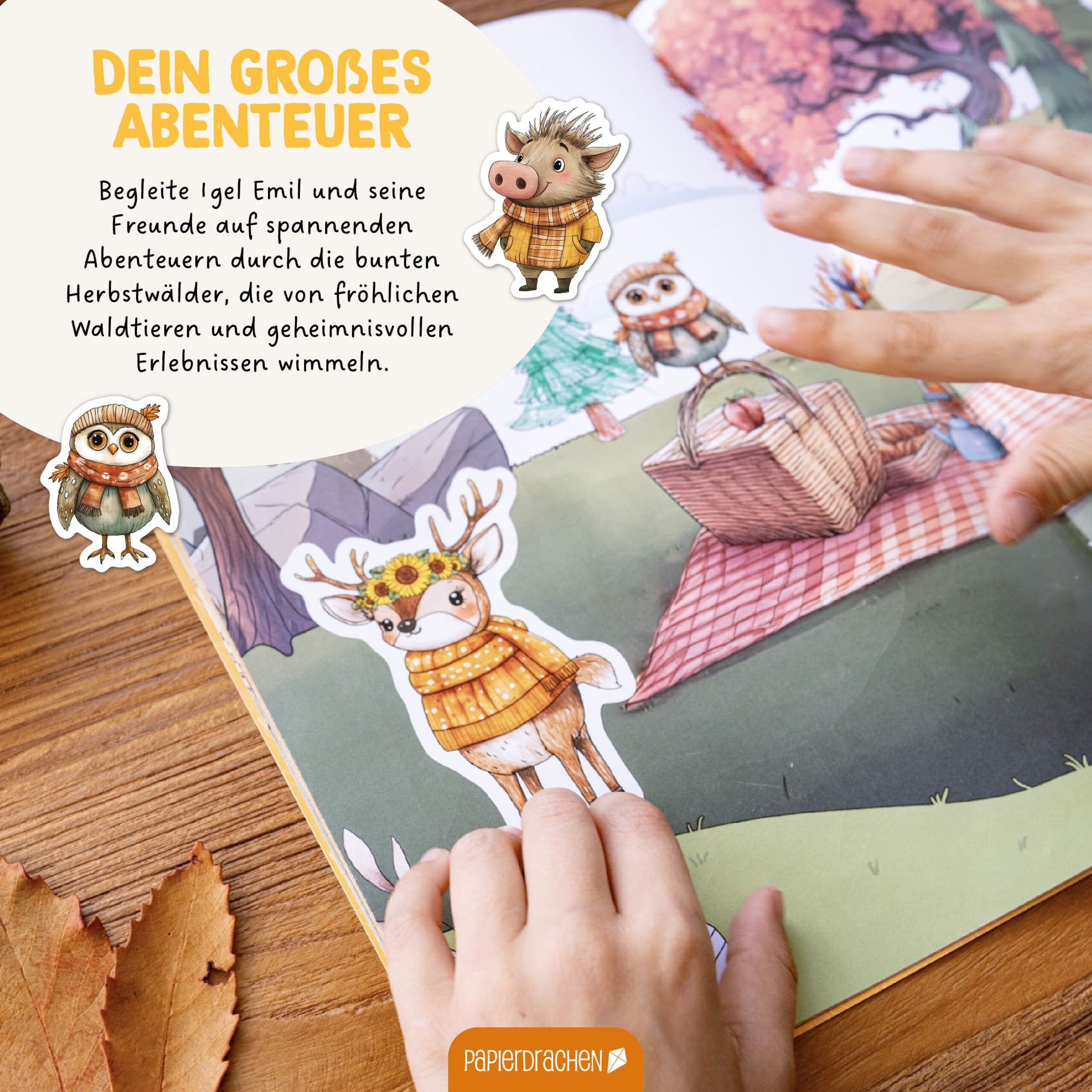 Papierdrachen Mein kreatives Herbstwelt Heft - Malen, Rätseln, Stickern