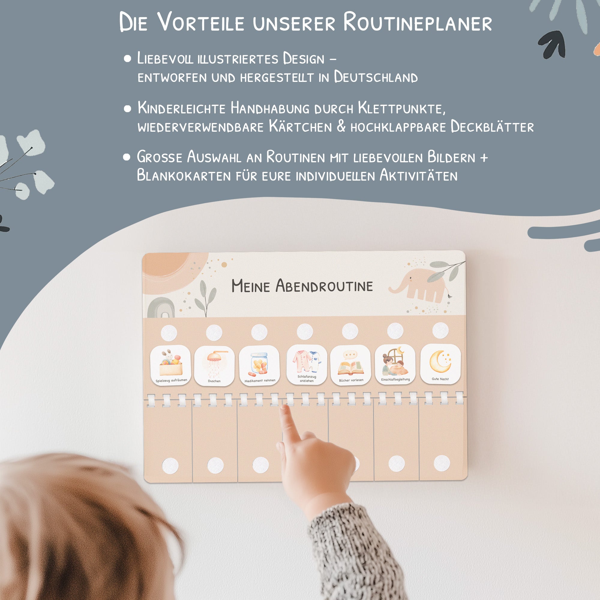 Routineplaner (Morgen & Abend) inkl. 105 Routinekärtchen - Elephant