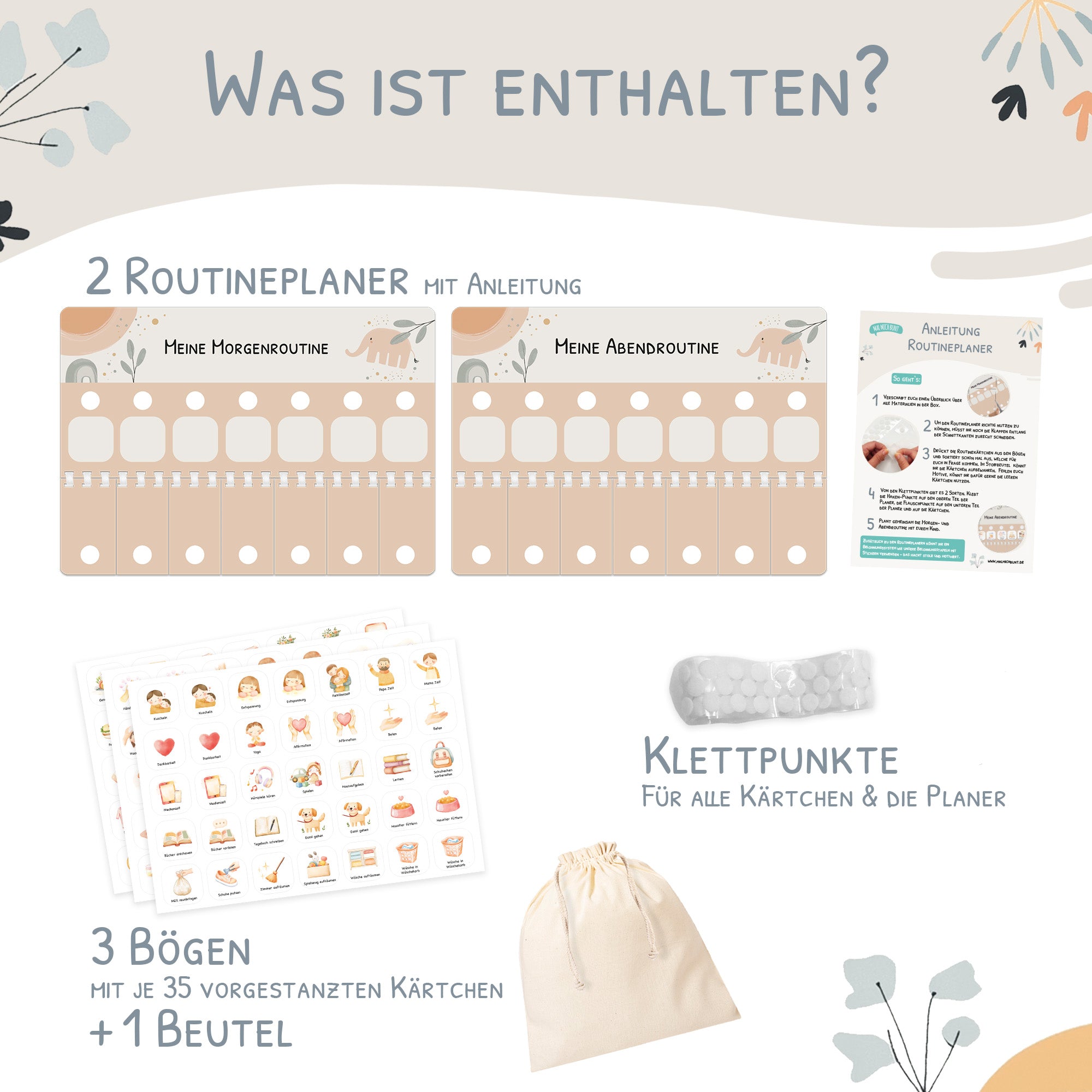 Routineplaner (Morgen & Abend) inkl. 105 Routinekärtchen - Elephant