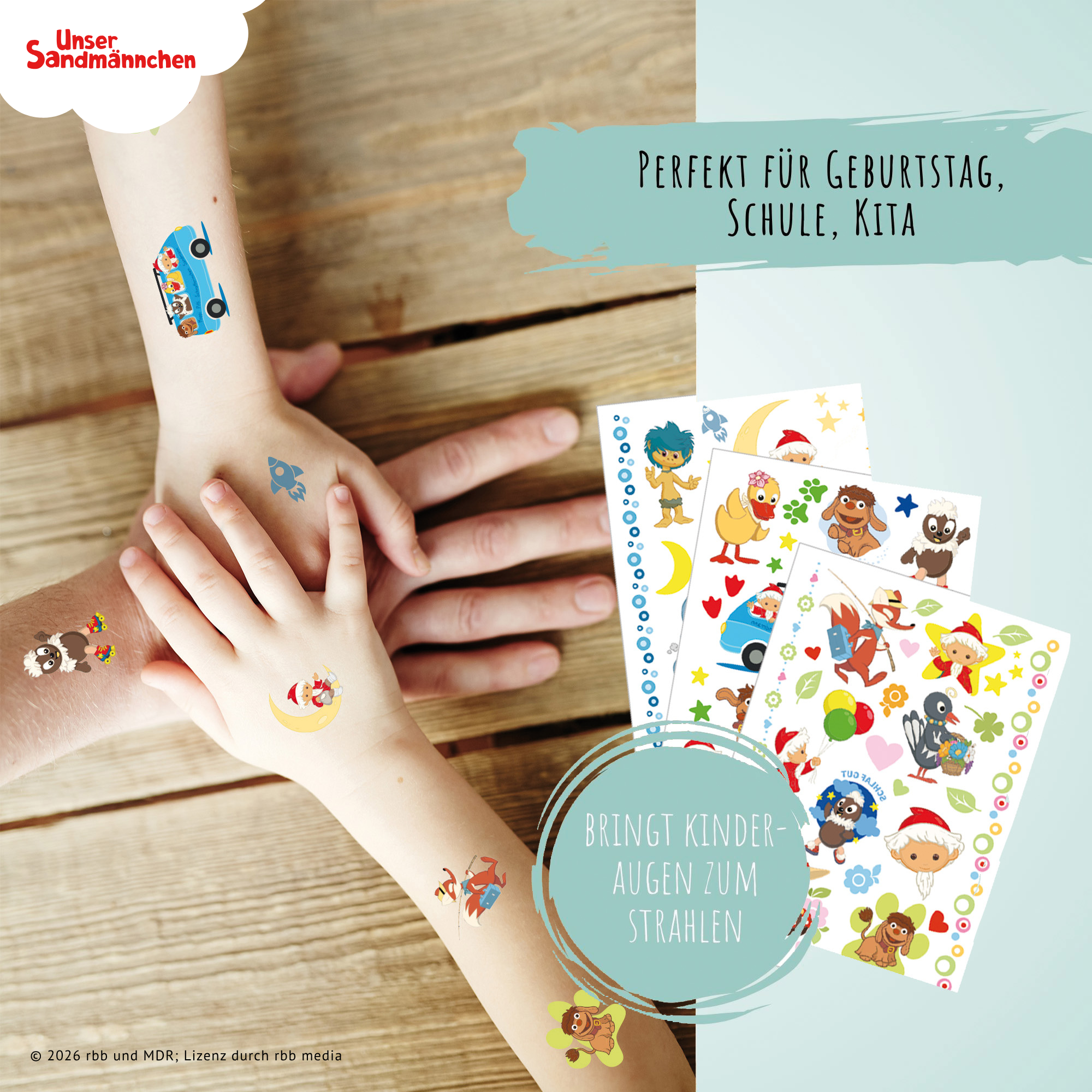 Unser Sandmännchen - Kindertattoos mit 3 Bögen