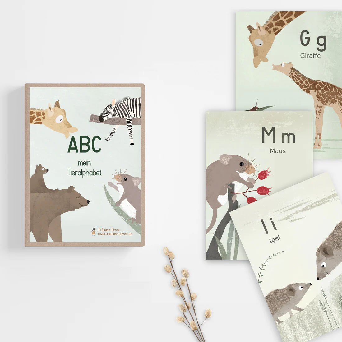 ABC Buchstabenkarten: Mein Tieralphabet Fräulein Elvira - malmichbunt.de