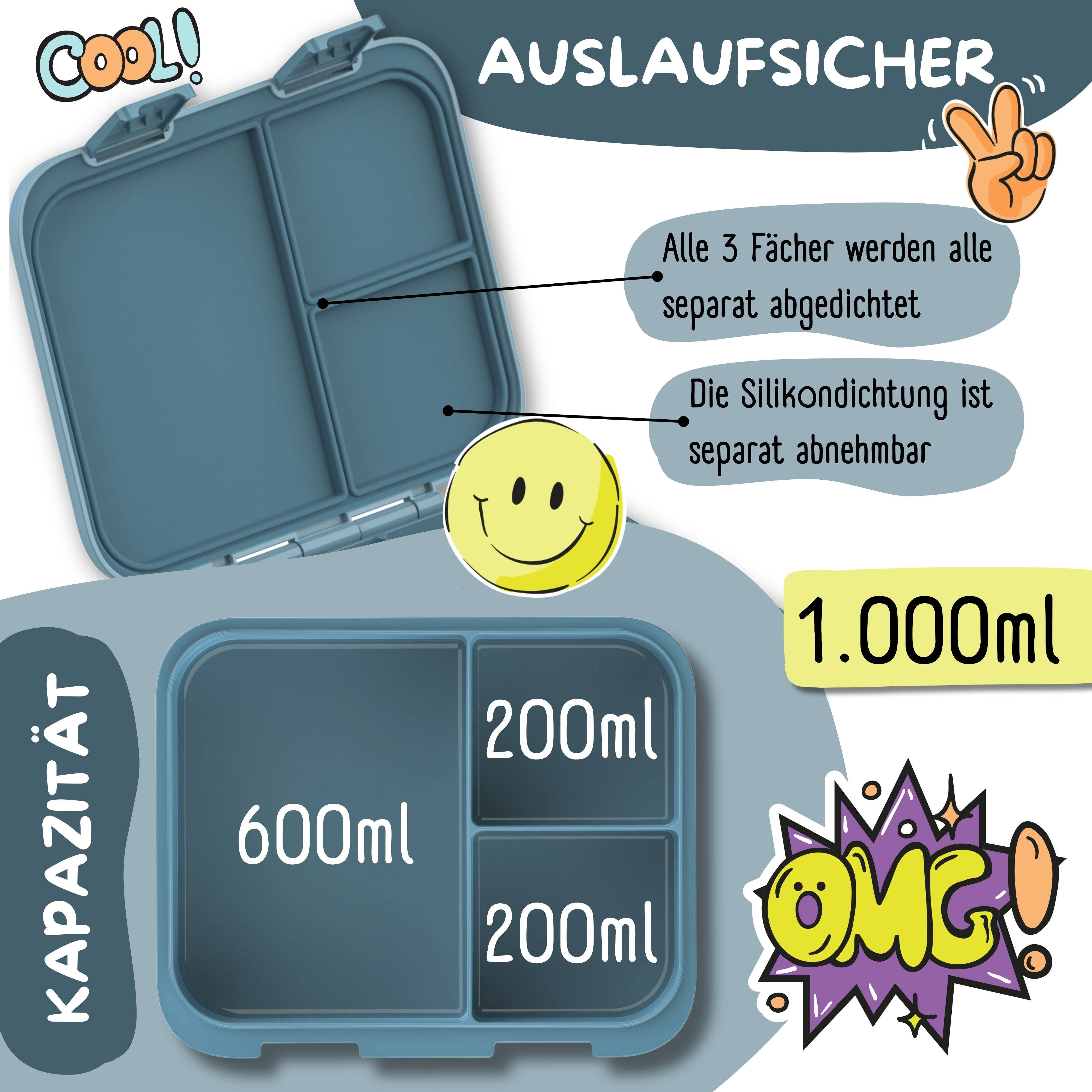 Bearfoot Bentobox Compact - Dinos blau - 1.000ml