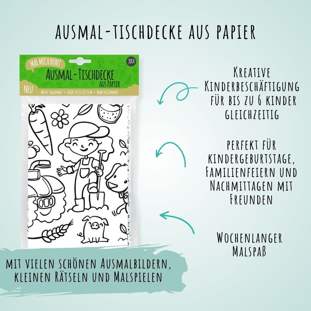 Ausmal - Tischdecke aus Papier Bauernhof Jeka - malmichbunt.de