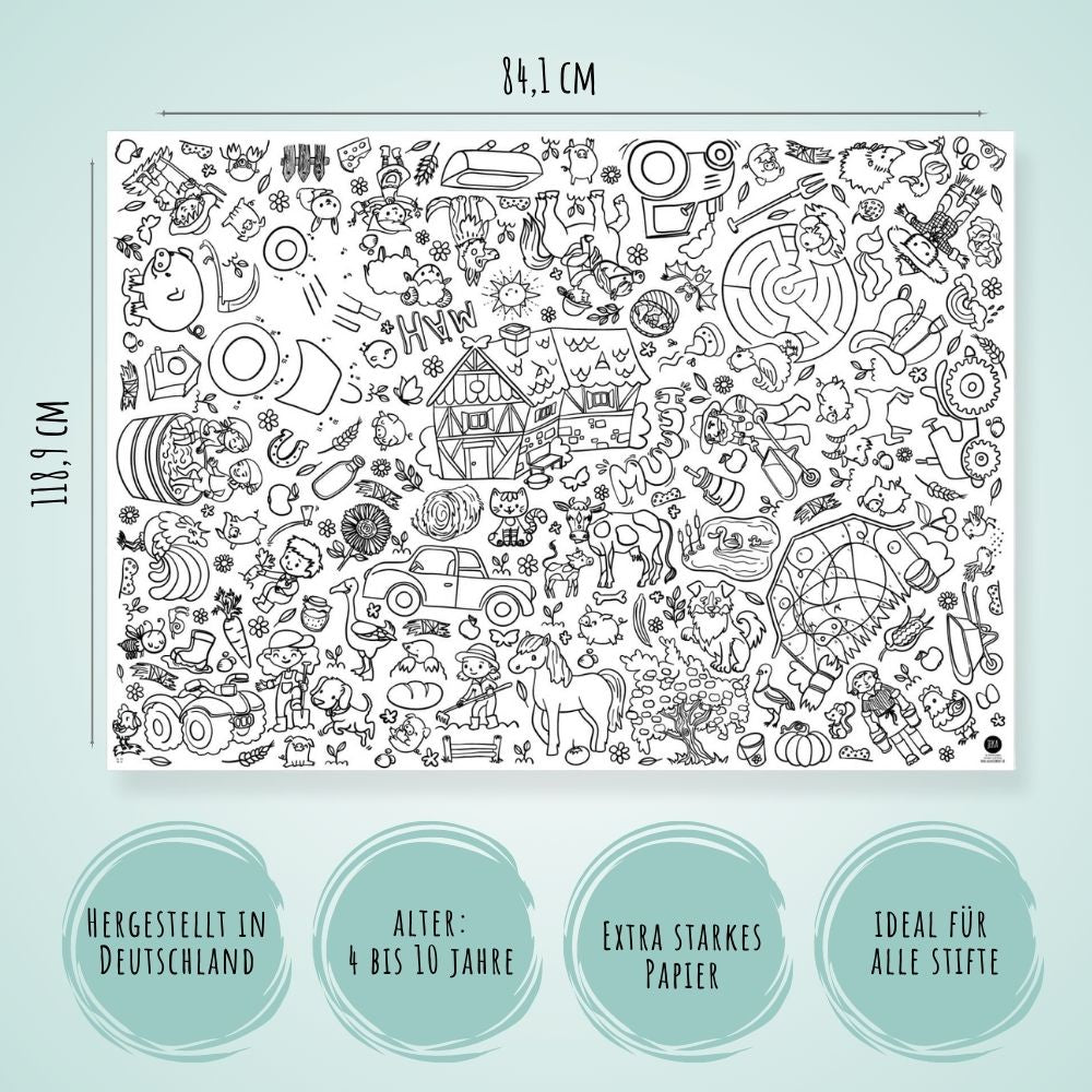 Ausmal - Tischdecke aus Papier Bauernhof Jeka - malmichbunt.de