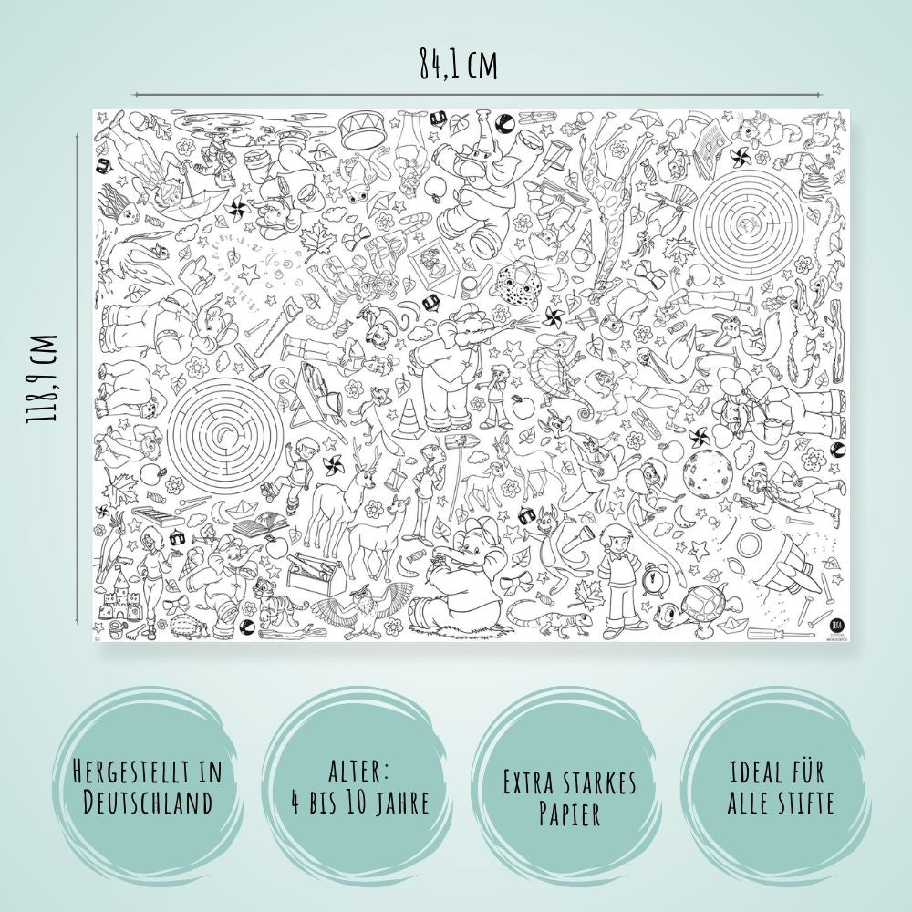 Ausmal - Tischdecke aus Papier "Benjamin Blümchen" Jeka - malmichbunt.de