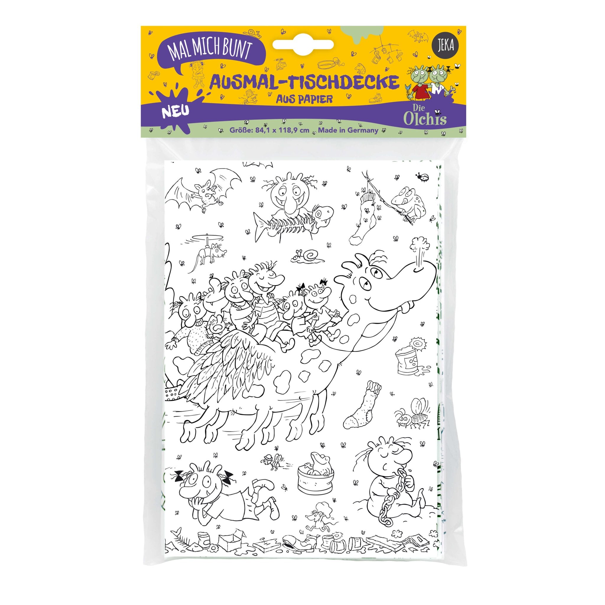 Ausmal - Tischdecke aus Papier "Die Olchis" Jeka - malmichbunt.de