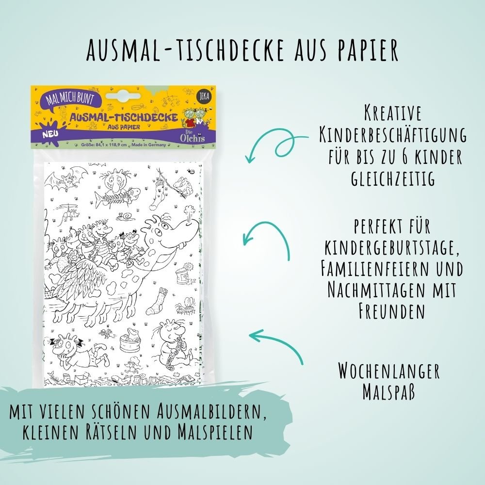 Ausmal - Tischdecke aus Papier "Die Olchis" Jeka - malmichbunt.de